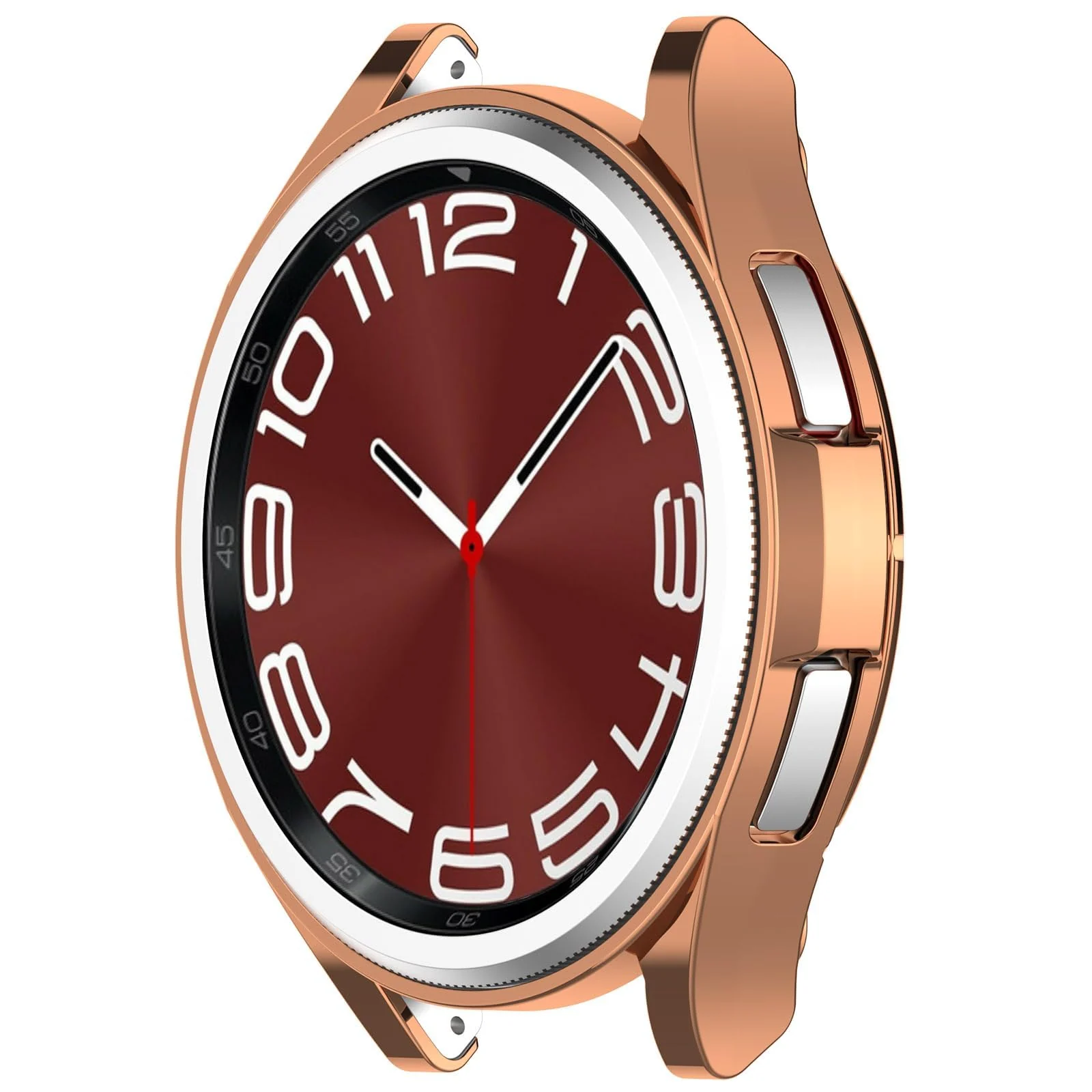 DL3 Mobilak Bumper Case Protector for Samsung Galaxy Watch 6 Classic 43mm, [NO Screen Film] Flexible Lightweight Glossy TPU Edge Case Protective Cover Galaxy Watch 6 Classic 43mm - Rose Gold