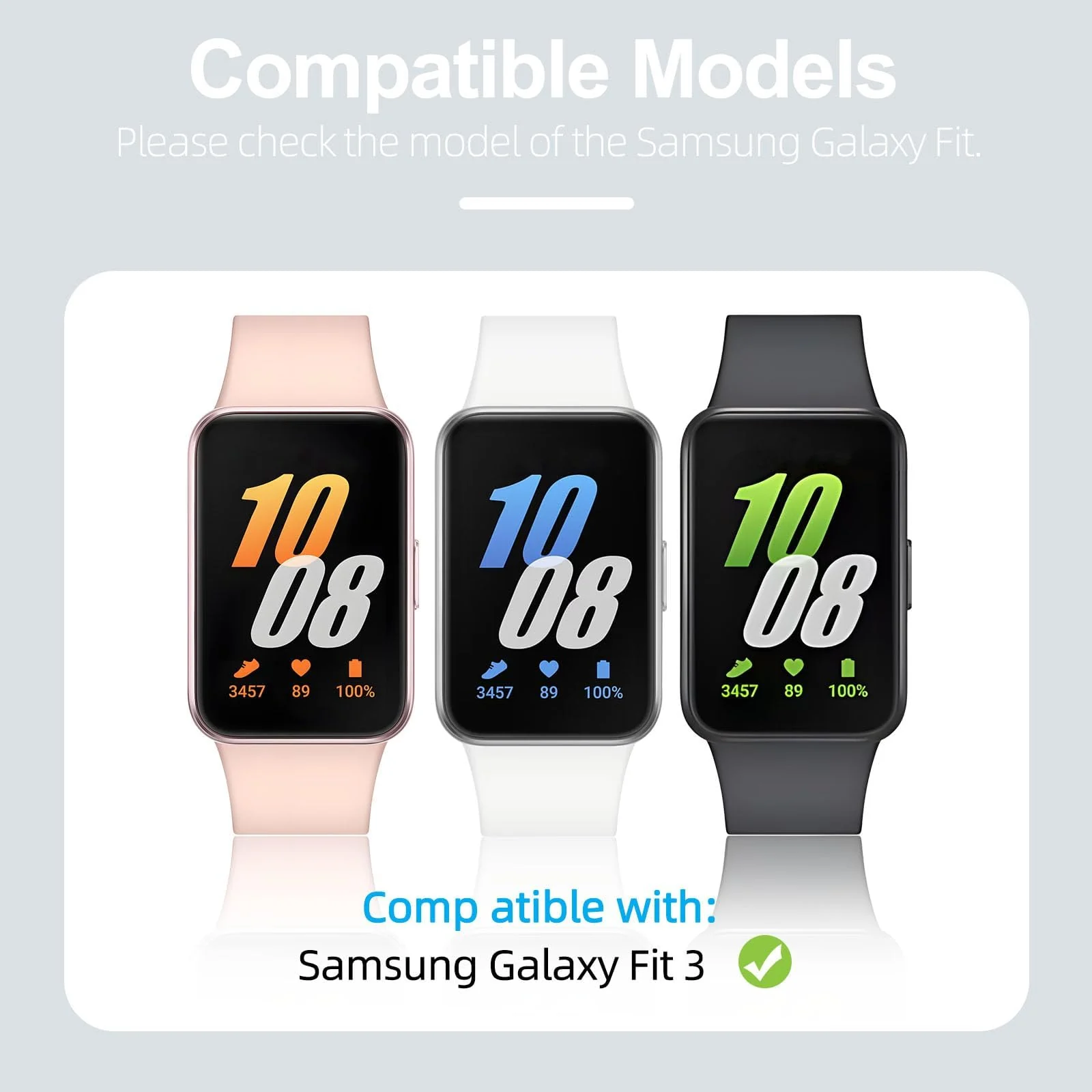 DL3 MOBILAK Full-Coverage Watch Case with Tempered Glass for Samsung Galaxy Fit 3, Clear