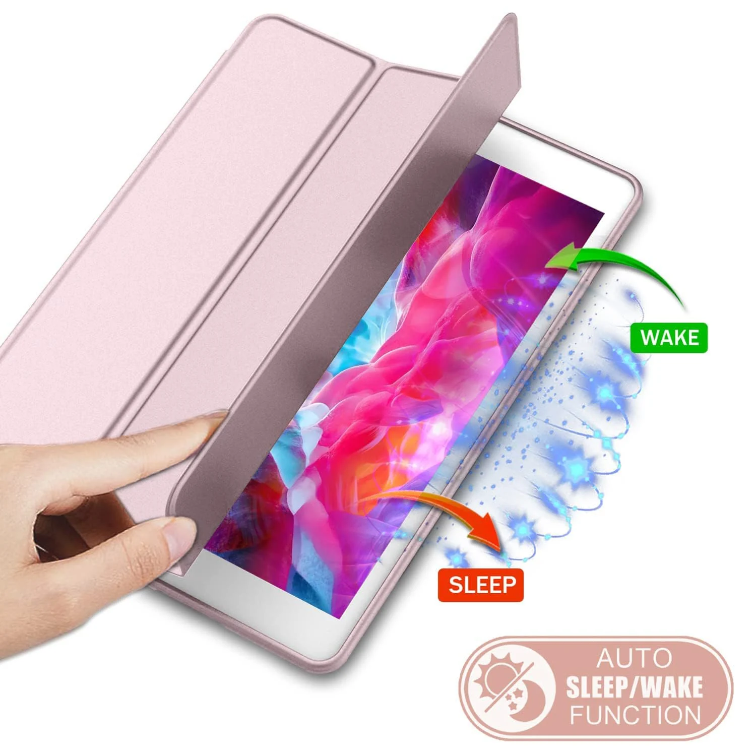 DL3 Mobilak Smart Case Compatible with Samsung Galaxy Tab A7 Lite 8.7 2021 (SM-T220/ T225/T227), Case Flip Cover Leather Case Soft TPU Back And Trifold Stand With Auto Sleep - Rose Gold
