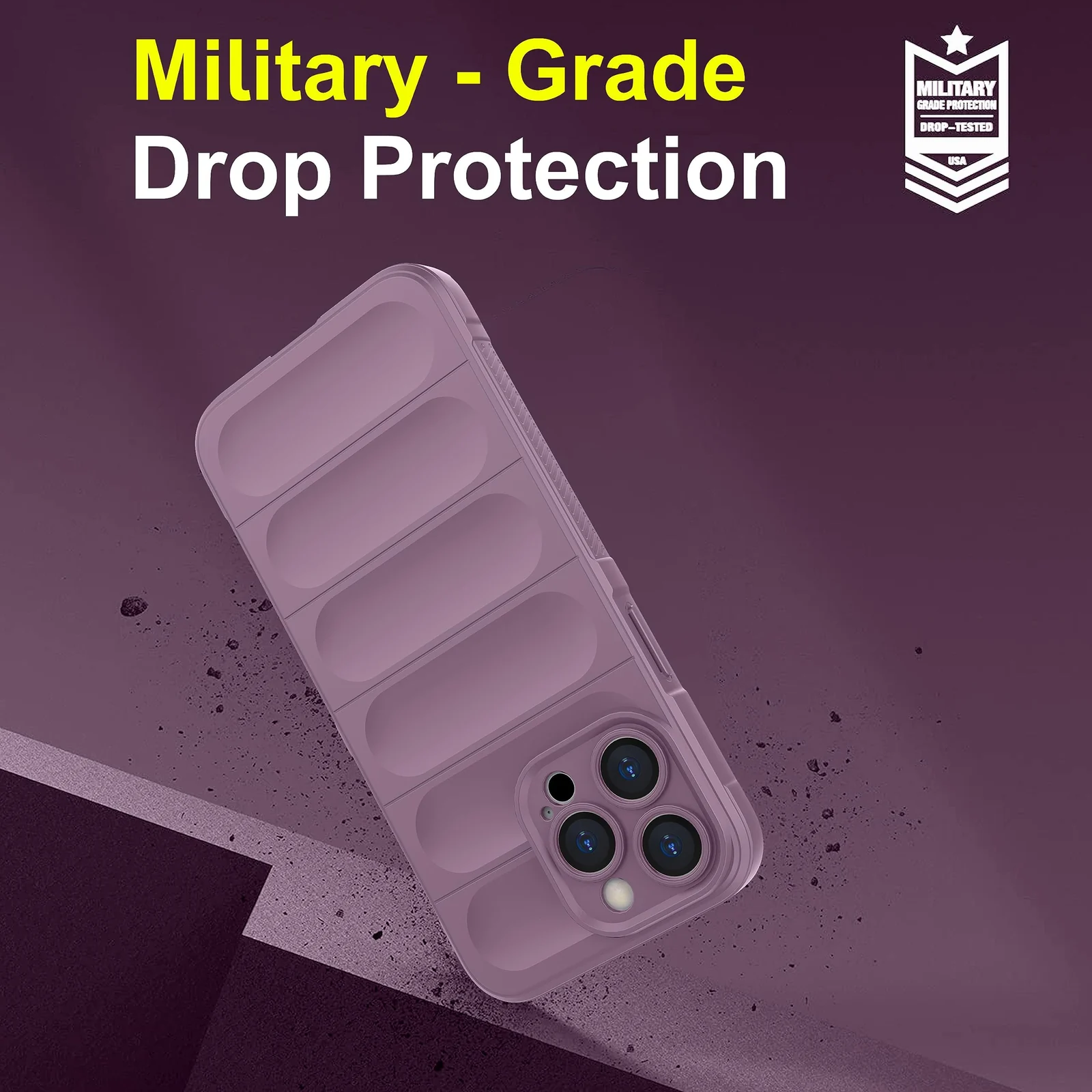DL3 Mobilak Silicone Case for Apple iPhone 15 Pro Heavy Duty Protective [Slim Fit] Shockproof Soft Flexible Protective Design Shock-Absorption TPU Cover With Camera Protection - Purple