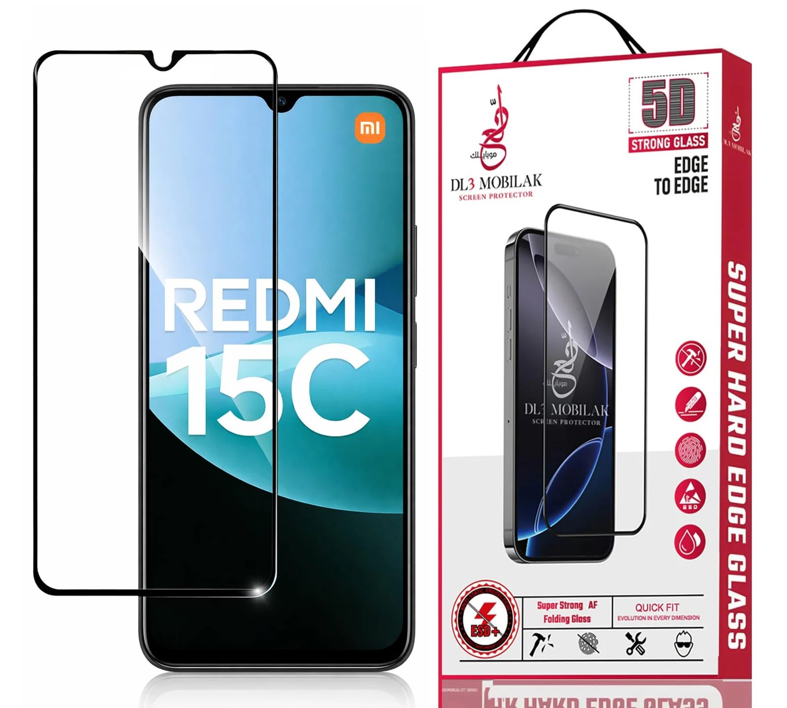 DL3 Mobilak for Xiaomi Redmi 15C Tempered Glass Screen Protector, 9H Hardness Anti-Scratch Tempered Glass flim, Case Friendly, Anti-Scratch - Clear