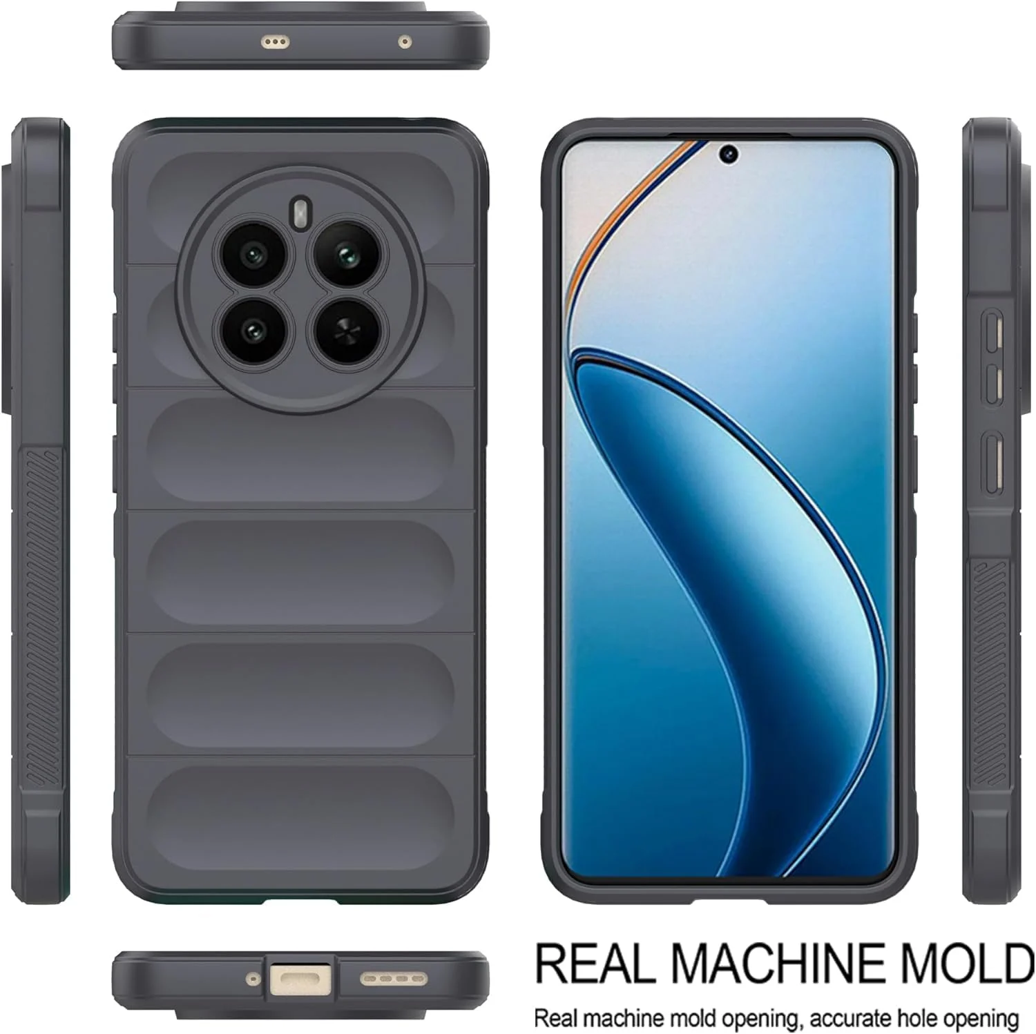 DL3 Mobilak Silicone Case for realme 12 Pro/realme 12 Pro Plus Heavy Duty Protective [Slim Fit] Shockproof Soft Flexible Protective Design Shock- TPU Cover With Camera Protection - Dark Gray