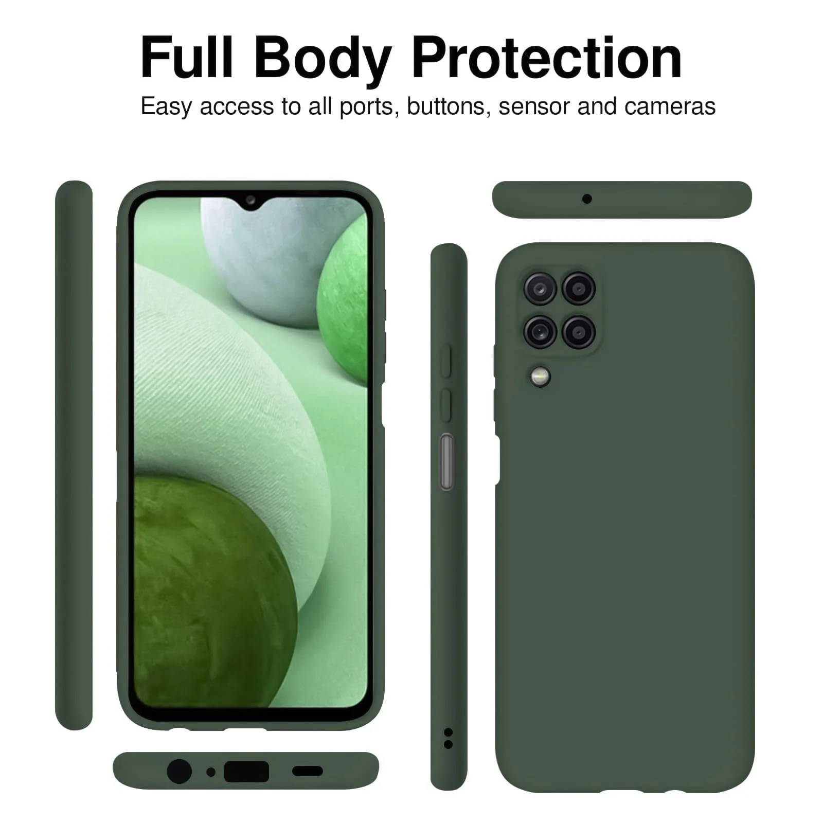 DL3 Mobilak Samsung Galaxy A12 / M12 Case, Soft Flexible Silicone Gel Rubber Bumper Cover, Full Body Shockproof Protective Phone Case - Green