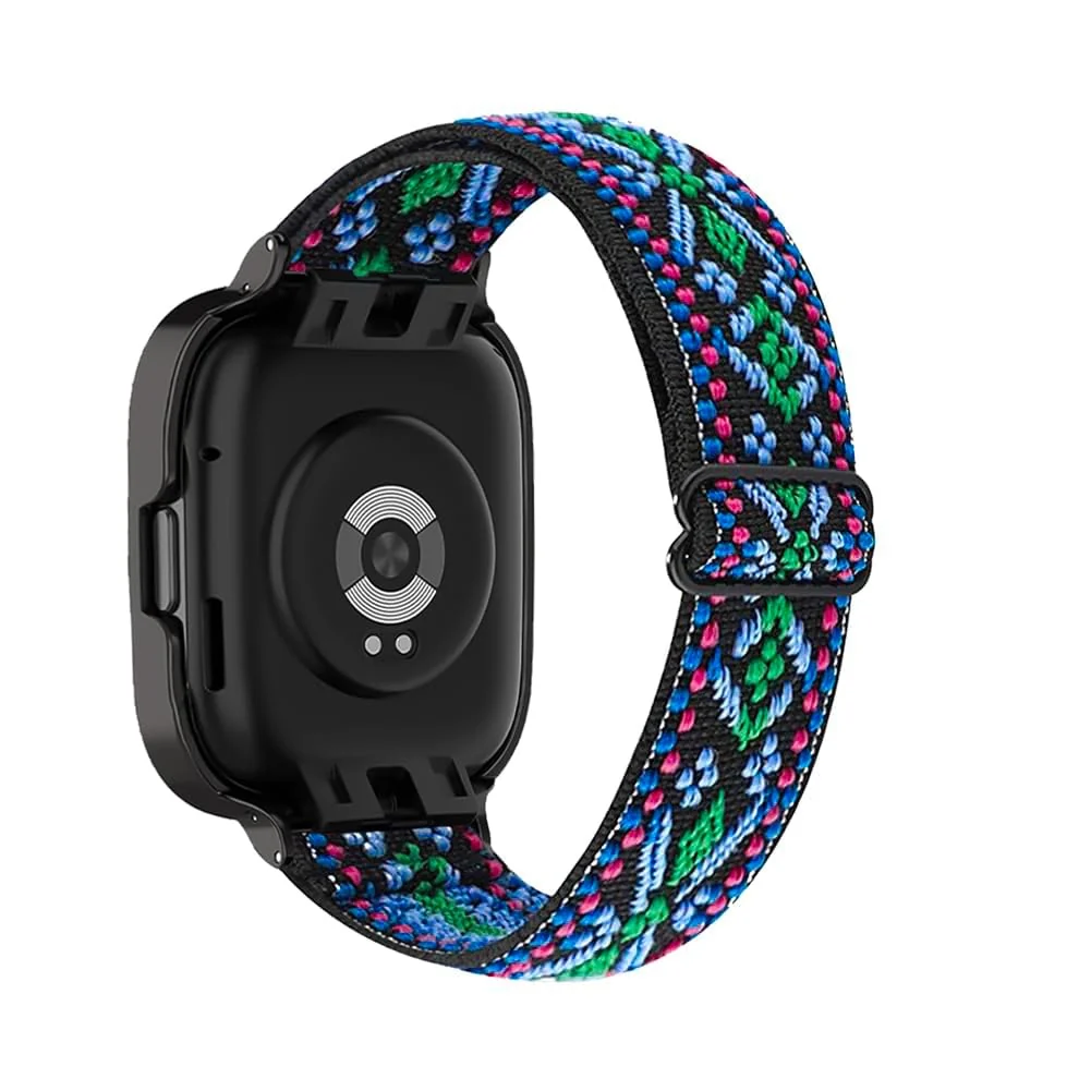 DL3 Mobilak Nylon Strap For Xiaomi Redmi Watch 3 Active/Redmi Watch 3 Lite, Soft Elastic Nylon Straps, Adjustable Stretchy Sports Replacement Bracelets Wristbands for Women Men - Blue Green