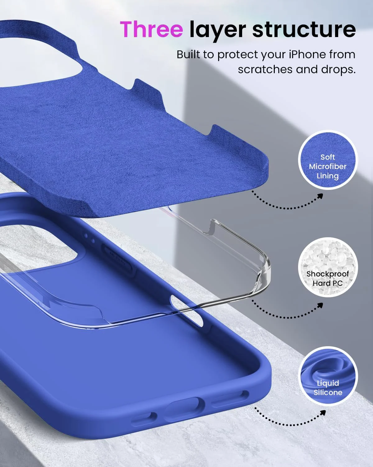 DL3 Mobilak Liquid Silicone Protective Case with Soft Microfiber Lining for iPhone 16 Pro - Light Blue 2