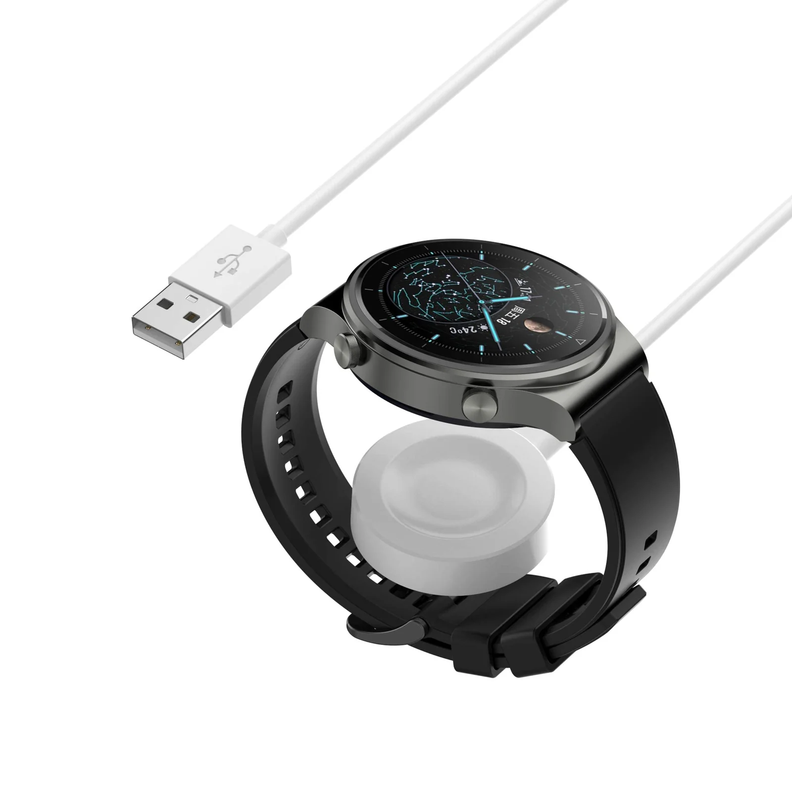 DL3 Mobilak Magnetic Charger Compatible with Huawei Watch GT5/GT4/GT3/GT3 Pro/GT3 SE/GT2 Pro/Watch 4/4 Pro/3/3 Pro/Ultimate/GT Runner, Portable Charger Dock with a Separate 100 cm Charging Cable Cord - White