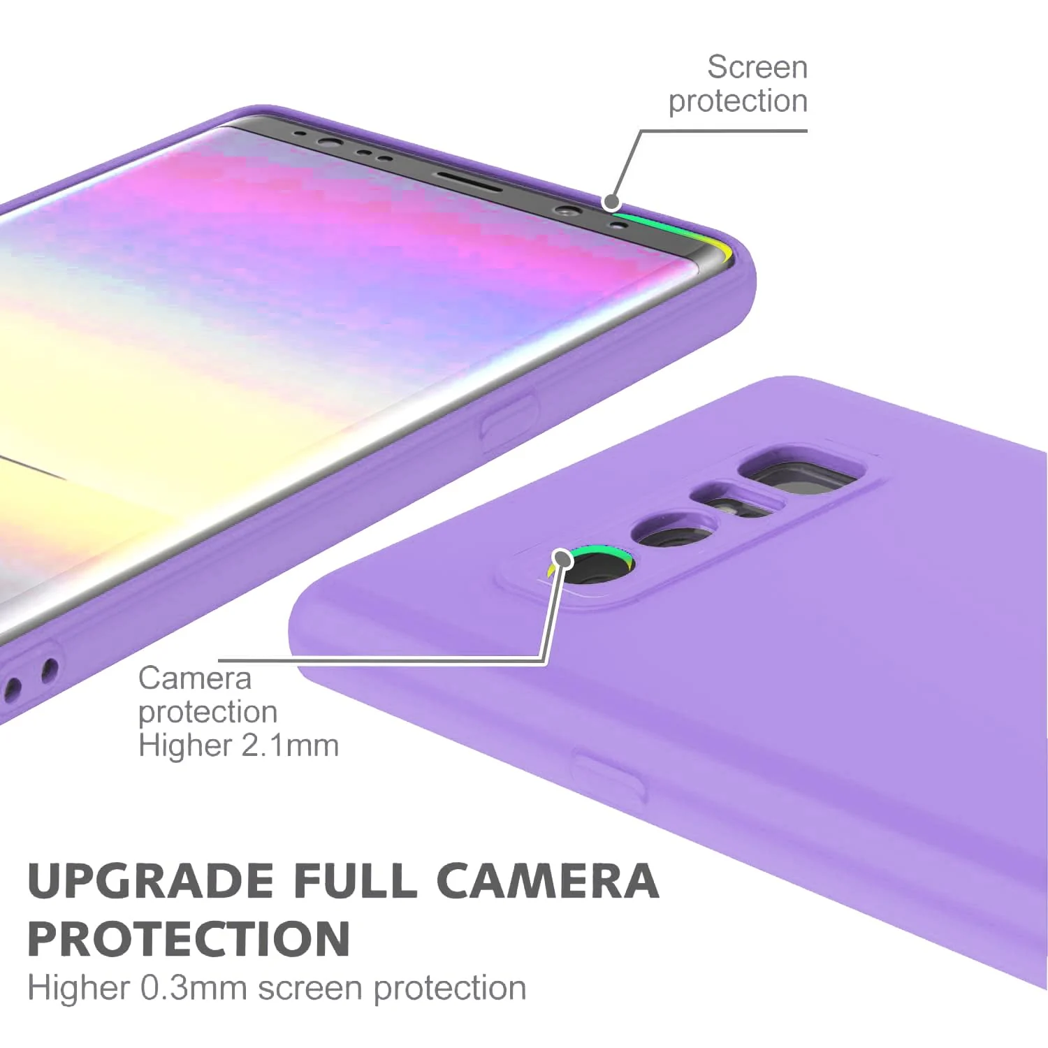 DL3 Mobilak Liquid Silicone Case for Samsung Galaxy Note 8, Shock-absorbing protection, Scratch-resistant surface, Soft microfiber lining - Purple