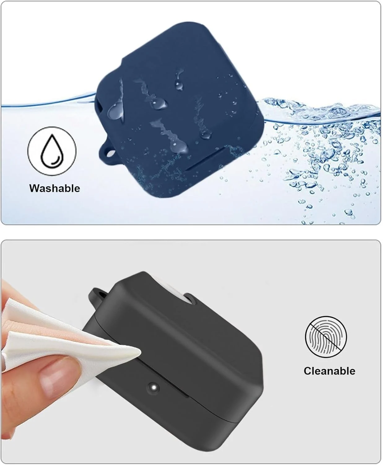 DL3 Mobilak Compatible with Nothing CMF Buds 2a Case Cover, Soft Silicone Shockproof Protective Case Wireless Earbuds with Carabiner, Front LED Visible - Black