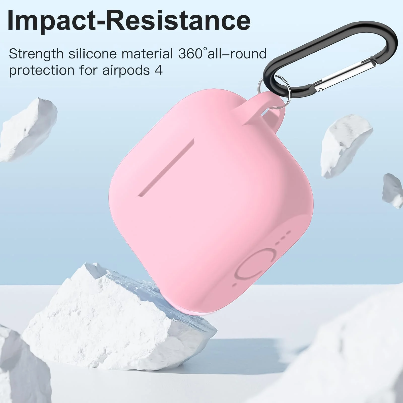 DL3 Mobilak Compatible with AirPods 4 Case (2024), Soft Silicone Full Protective Case Cover with Keychain, For Apple AirPods 4th Generation for Women Men - Pink