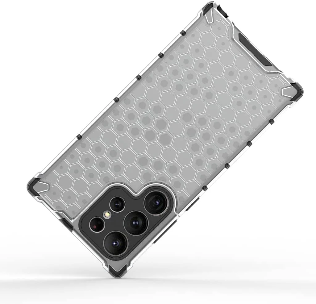 DL3 Mobilak Honeycomb Protective Case for Samsung Galaxy S23 Ultra 6.8inch, Shock-absorbing protection, Transparent design, Slim, lightweight profile - Black