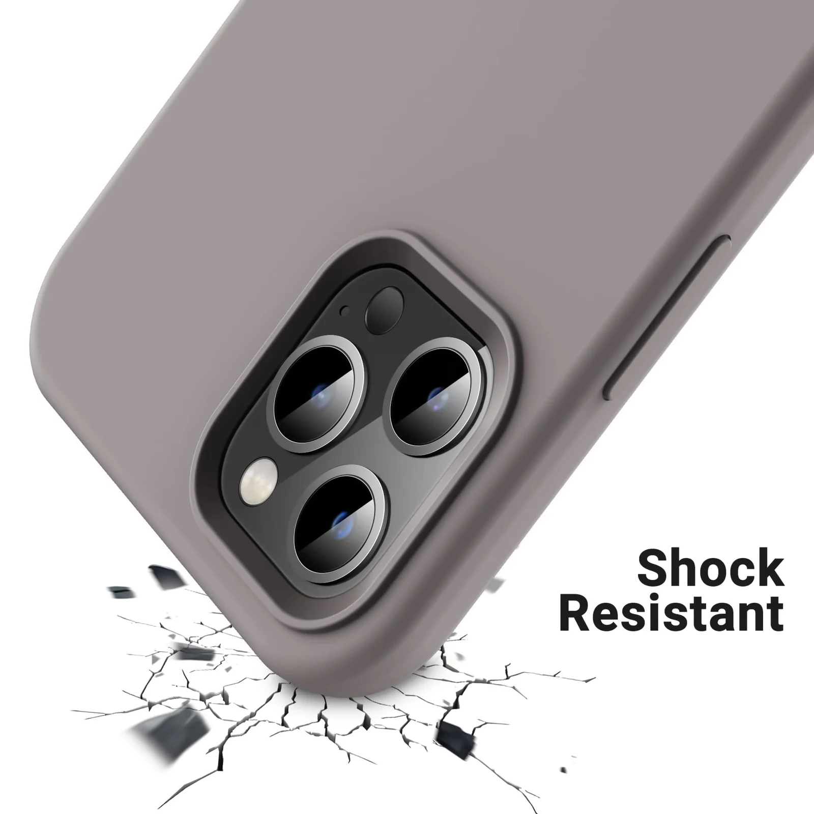 DL3 Mobilak Liquid Silicone Protective Case for iPhone 12 Pro Max (6.7 Inch) with Camera Protection and Microfiber Lining - Titanium