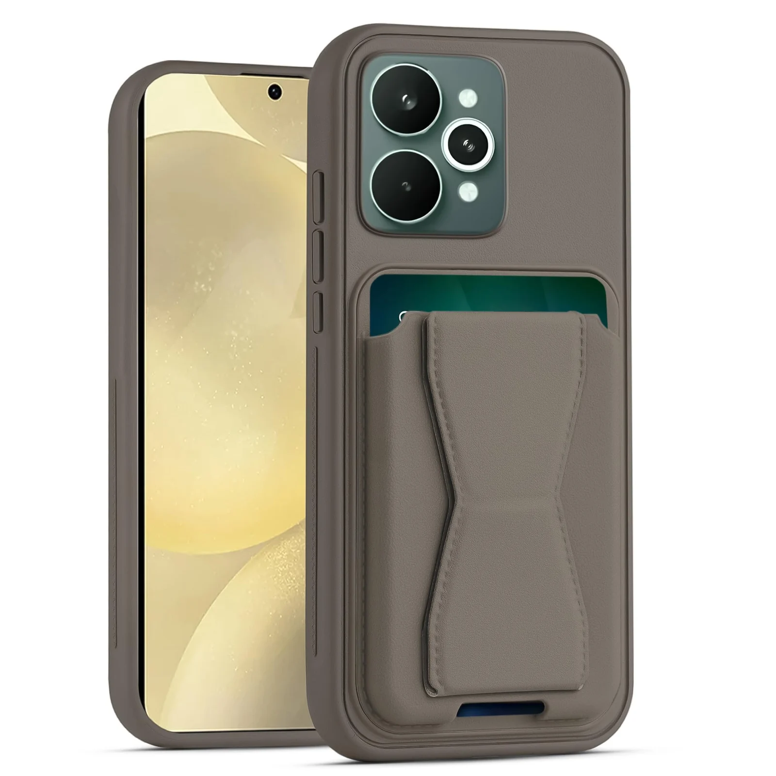 DL3 Mobilak Leather Wallet Case for realme 15 5G / realme 15 Pro 5G, Camera protection, Shock-absorbing protection, Built-in kickstand - Titanium