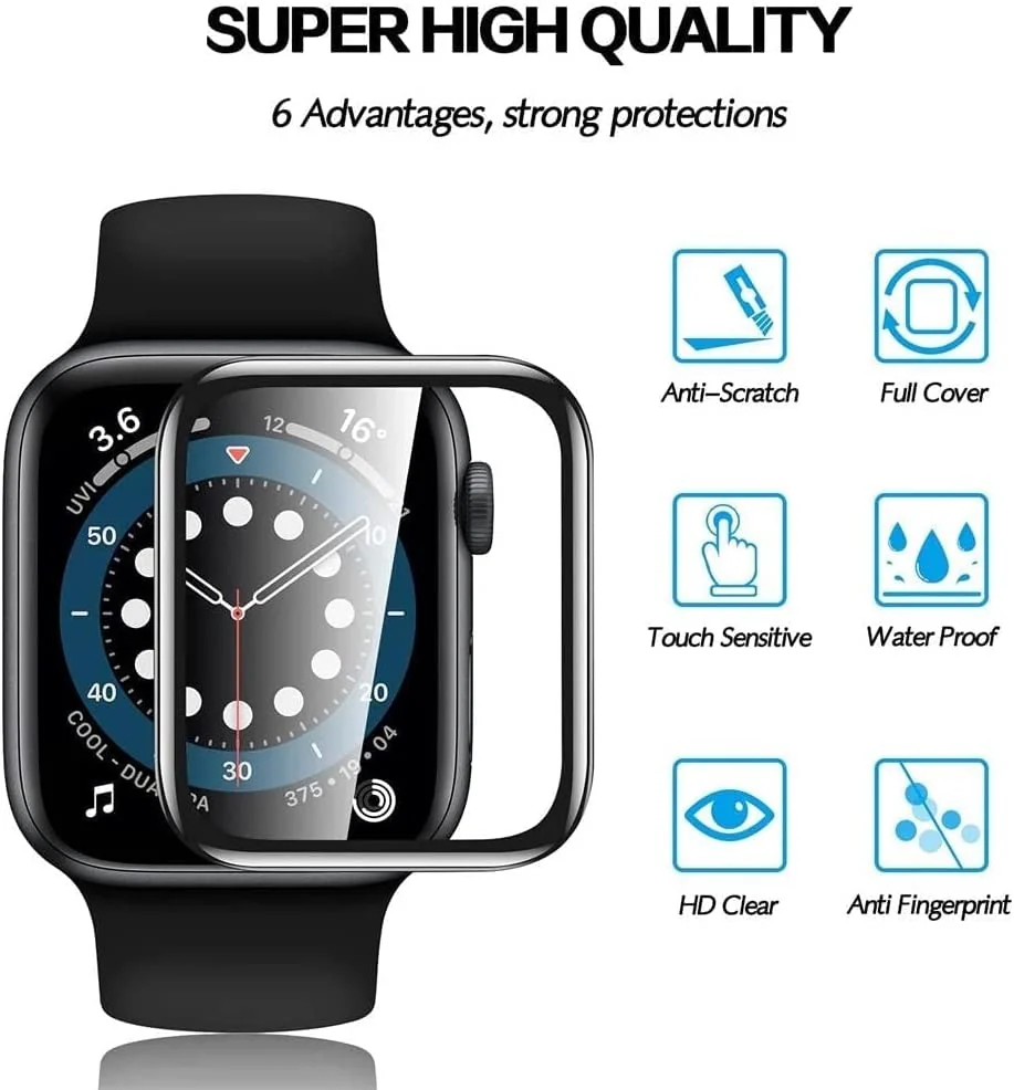 DL3 Mobilak Screen Protector For Apple Watch Series 8 Ultra 49mm, 3D Curved Soft Edge Protective Film [Anti-Scratch] [Bubble Free] [Ultra Shatterproof] [High Sensitive] (Nont-Tempered Glass) - Black