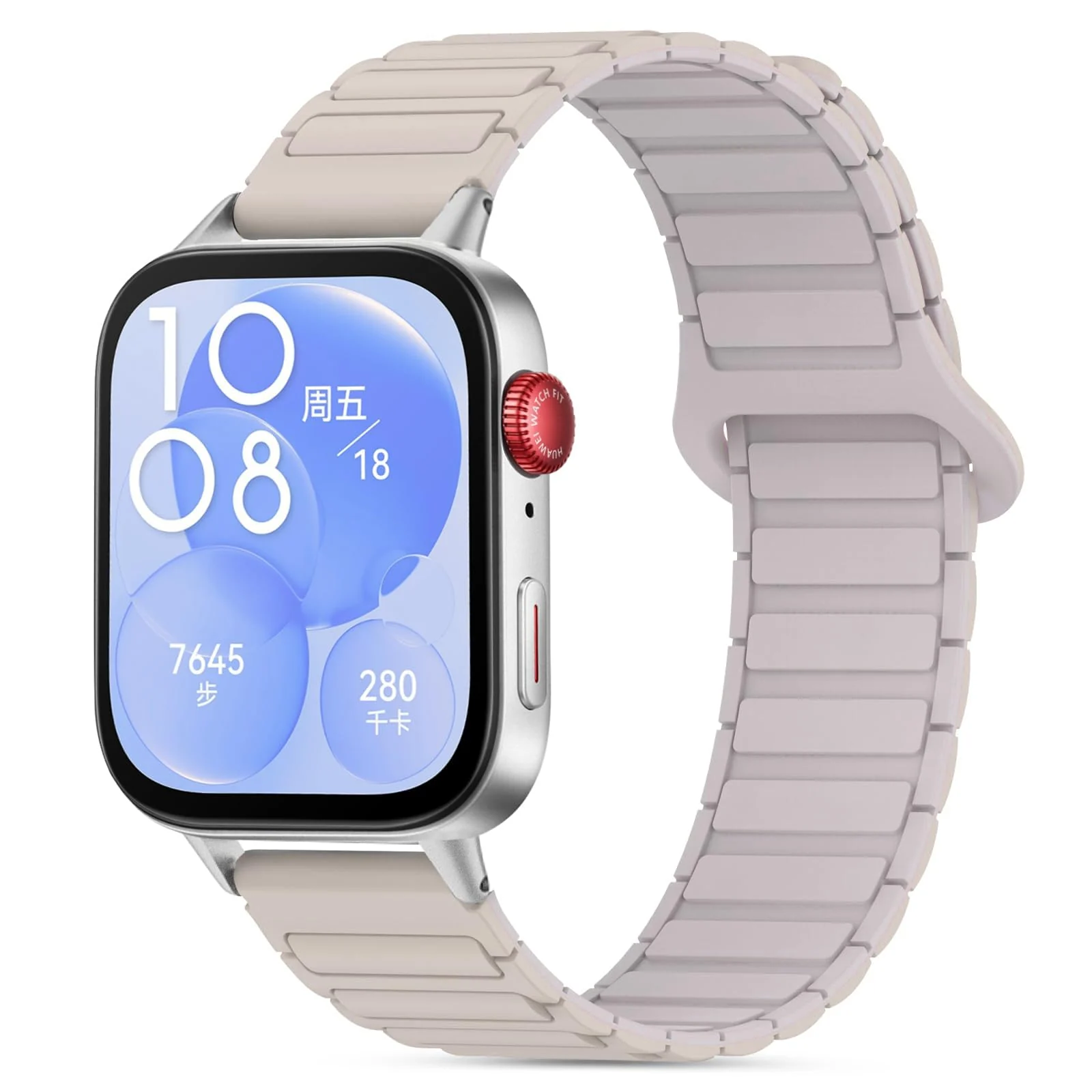 Dl3 Mobilak Magnetic Strap for Huawei Watch Fit 4 Pro/Fit4/Fit 3 Replacement Straps Strong Silicone, Easy to Wear, Waterproof, Sporty, Daily Wear Watchbands for Men and Women (Starlight | Gray)