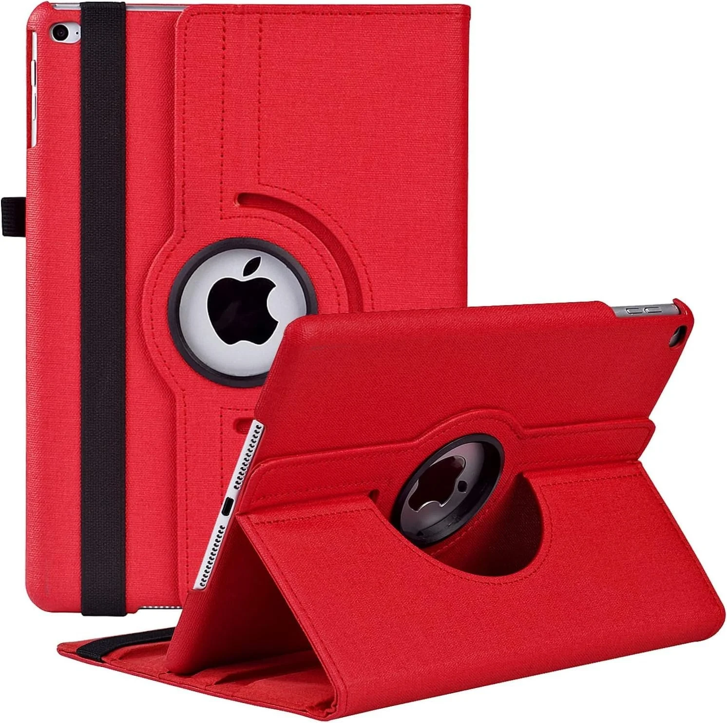DL3 Mobilak Protective Cover for iPad 9.7 2018 2017 / iPad Air 2 / iPad Air, 360° Rotatable Smart Stand, Leather Folio Flip Cover with Multi-Angle Viewing, Auto Wake Sleep - Red