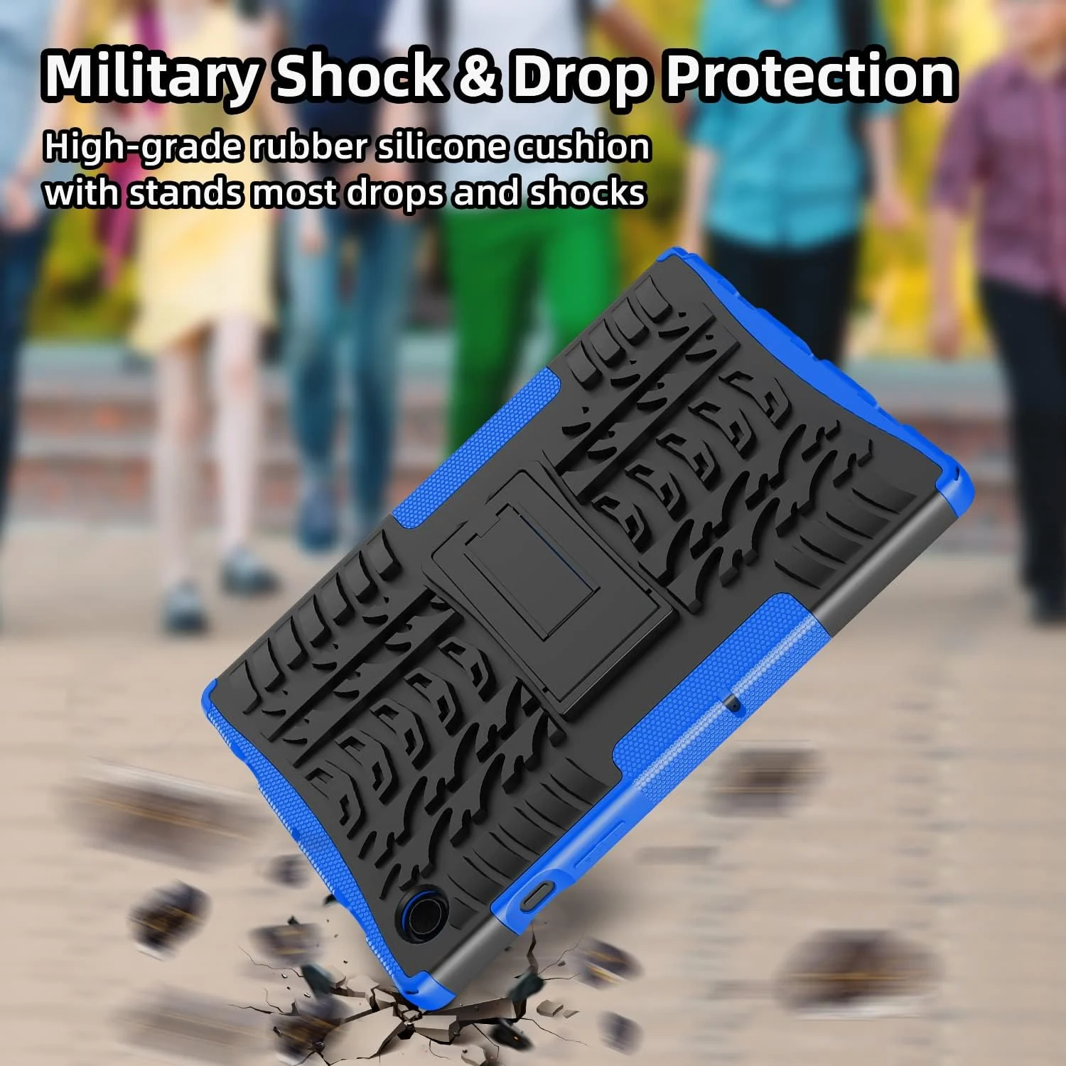 DL3 Mobilak Case For Samsung Galaxy Tab A8 10.5 Inch 2021(-X200/-X205/-X207), Hybrid Rugged Armor Heavy Duty 2 in 1 TPU + PC Combo Dual Layer Shockproof Case with Kickstand - Blue