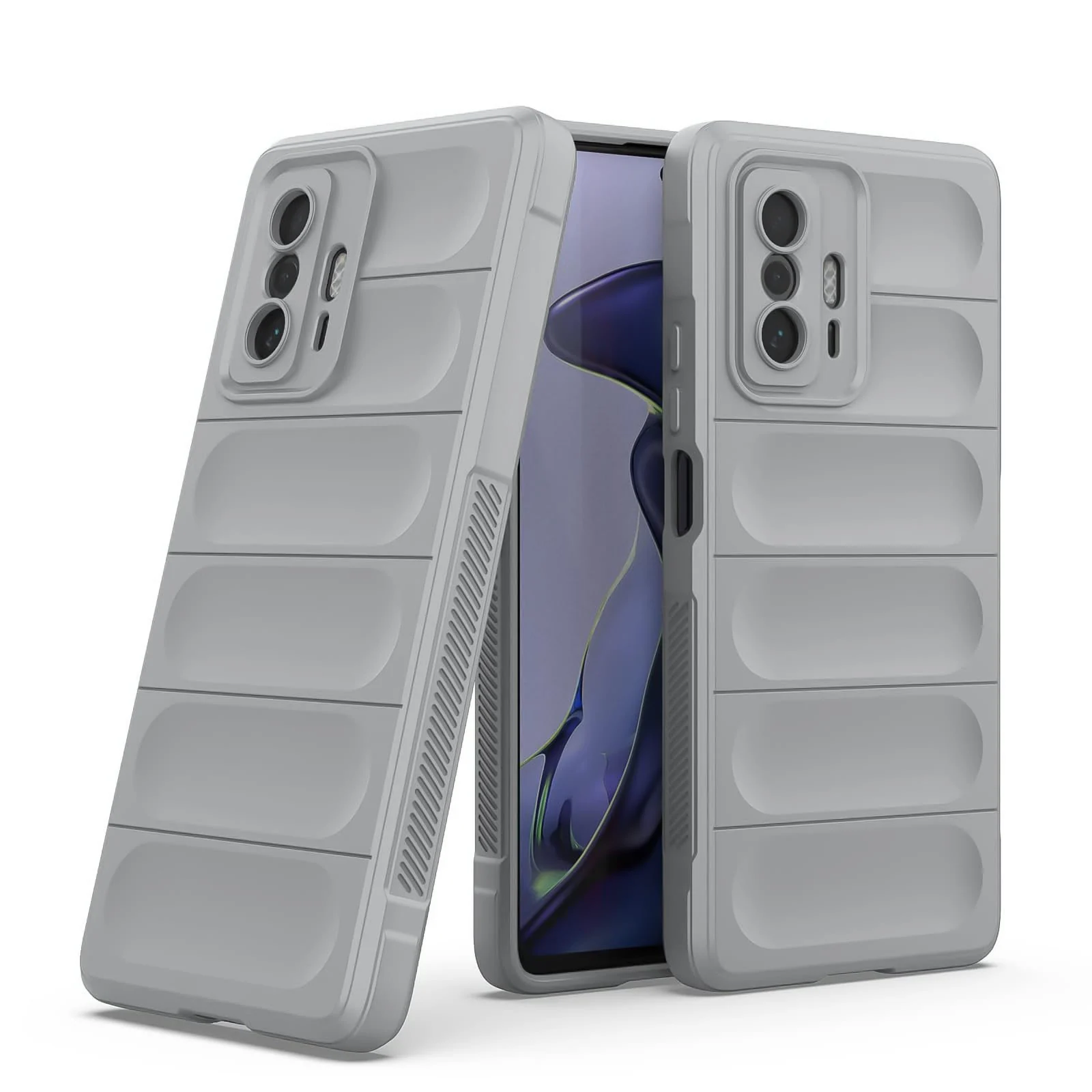 DL3 Mobilak Silicone Case for Xiaomi 11T 5G/Xiaomi 11T Pro 5G Heavy Duty Protective [Slim Fit] Shockproof Soft Flexible Protective Design Shock-Absorption TPU Cover With Camera Protection - Gray