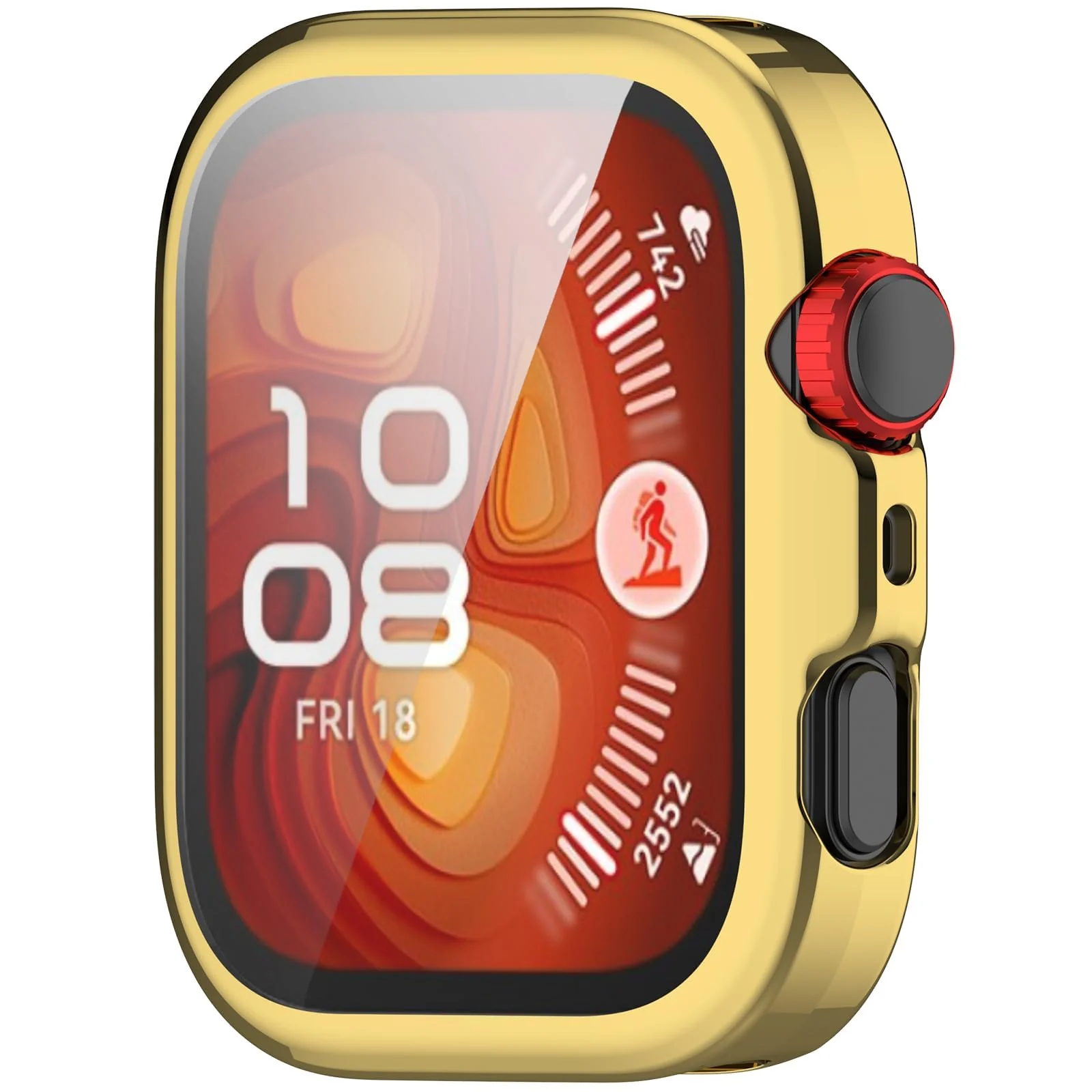 DL3 Mobilak Protective Case compatible with Huawei Watch Fit 4, All-around Flexible TPU Case with Built-in Screen Protector, Soft Frame & Shockproof Cover For Huawei Watch Fit 4 - Gold