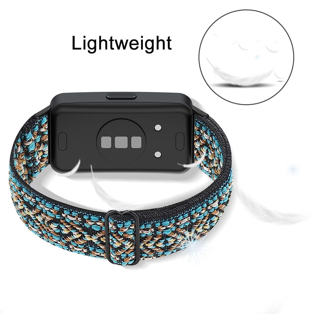 DL3 Mobilak Elastic Straps Compatible with Honor Band 6/Huawei Band 6 Pro/Huawei Band 6 Men Women, Adjustable Stretchy Bracelets Sport Nylon Replacement Bracelet - Embroidery Blue
