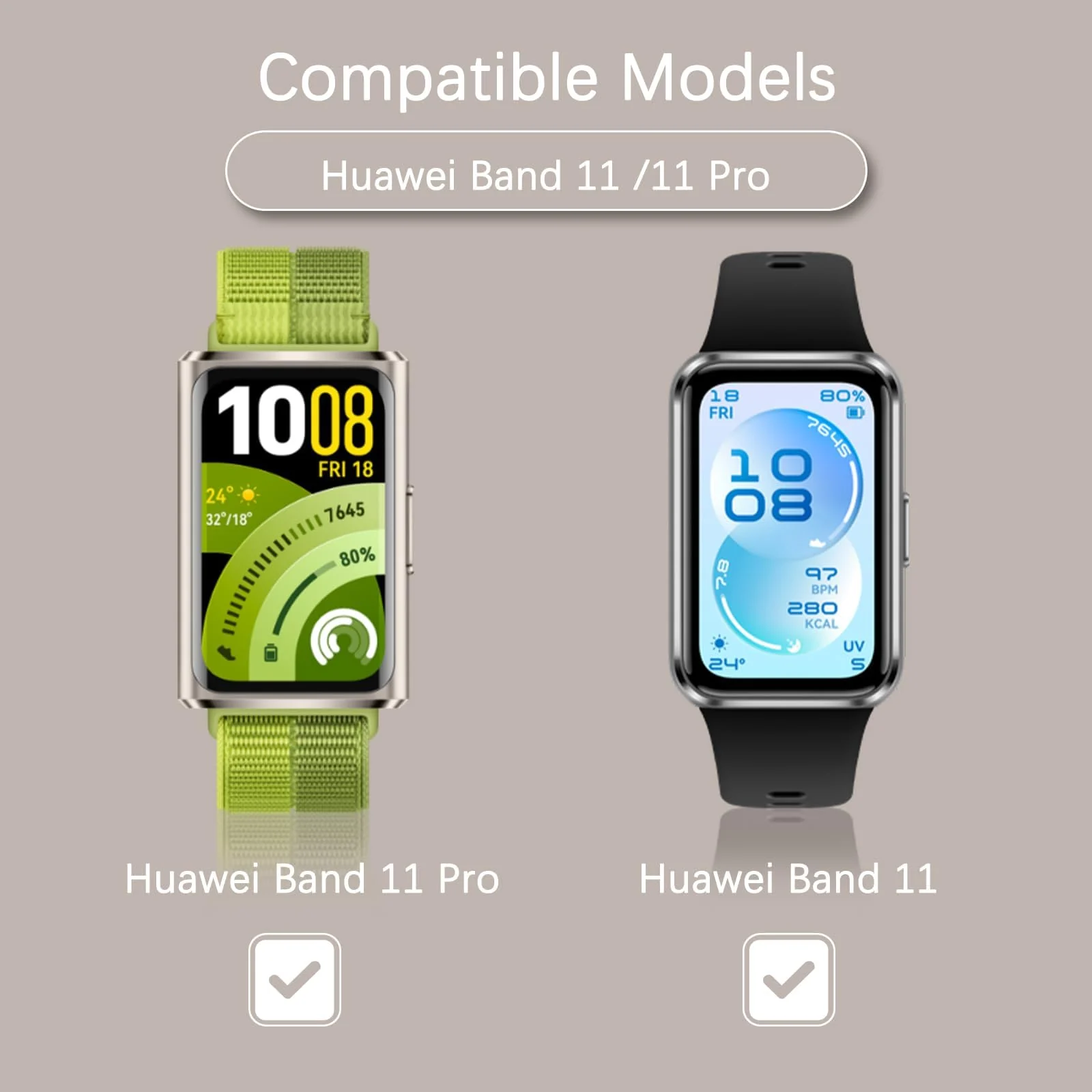 DL3 MOBILAK Braided Elastic Nylon Magnetic Watch Strap for Huawei Band 11 / Band 11 Pro, Starlight