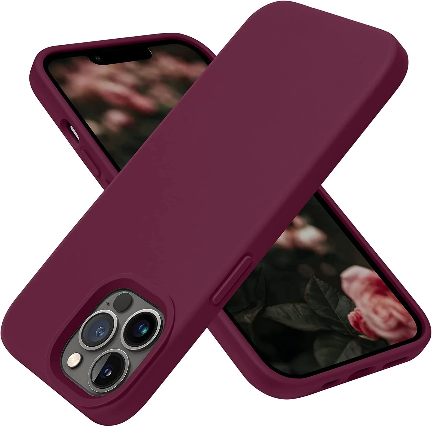 DL3 Mobilak Liquid Silicone Protective Case for iPhone 11 Pro (5.8 Inch) with Camera Protection and Microfiber Lining - Wine Red
