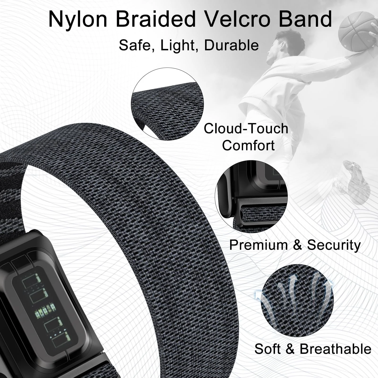 DL3 MOBILAK Replacement Watch Strap for Whoop 5.0 - Black Gray