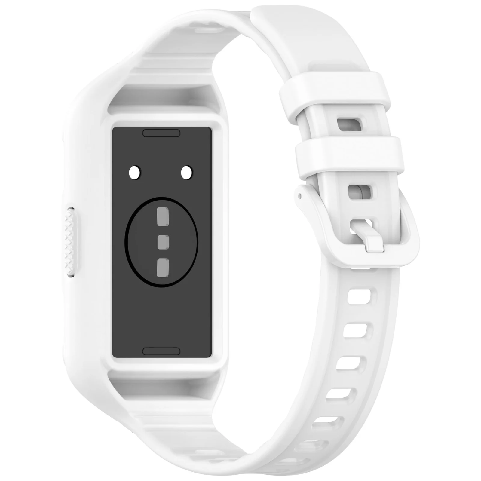 MOBIGON Rugged Silicone Strap with Bumper Case for Huawei Band 11 Pro, White