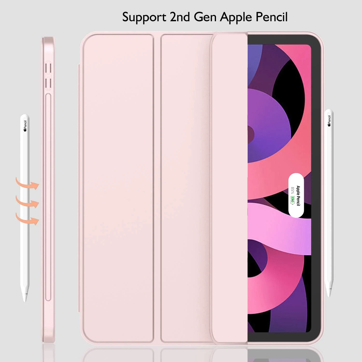 DL3 Mobilak Smart Case For iPad Pro 11 Inch 2018 (1st Generation 2018 Model Year) with Pencil Holder, Soft TPU Smart Stand Back Cover Auto Wake/Sleep Feature - Pink Sand