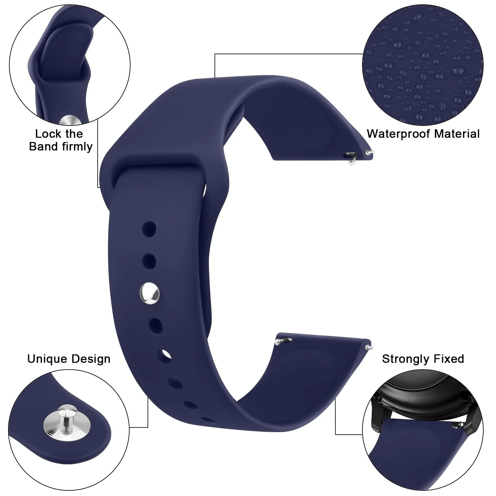 DL3 Mobilak Straps Compatible with Xiaomi Redmi Watch 5 Active/Redmi Watch 5 Lite Bracelets for Men Women, 22mm Soft Silicone Strap, Waterproof Adjustable Band Sports Replacement - Dark Blue