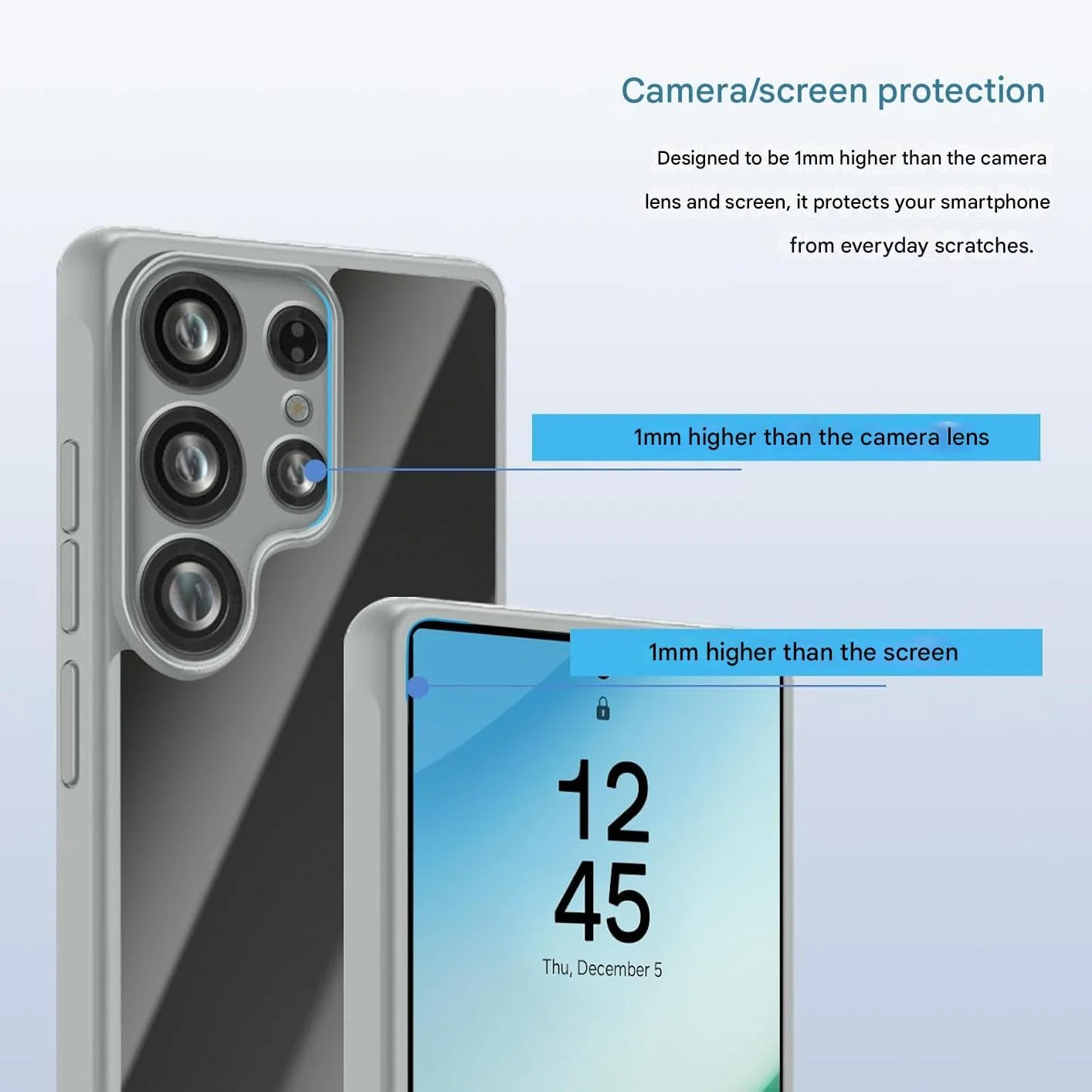 DL3 Mobilak Clear TPU Case for Samsung Galaxy S25 Ultra 5G, Camera protection, Shock-absorbing protection, Scratch-resistant surface - Gray
