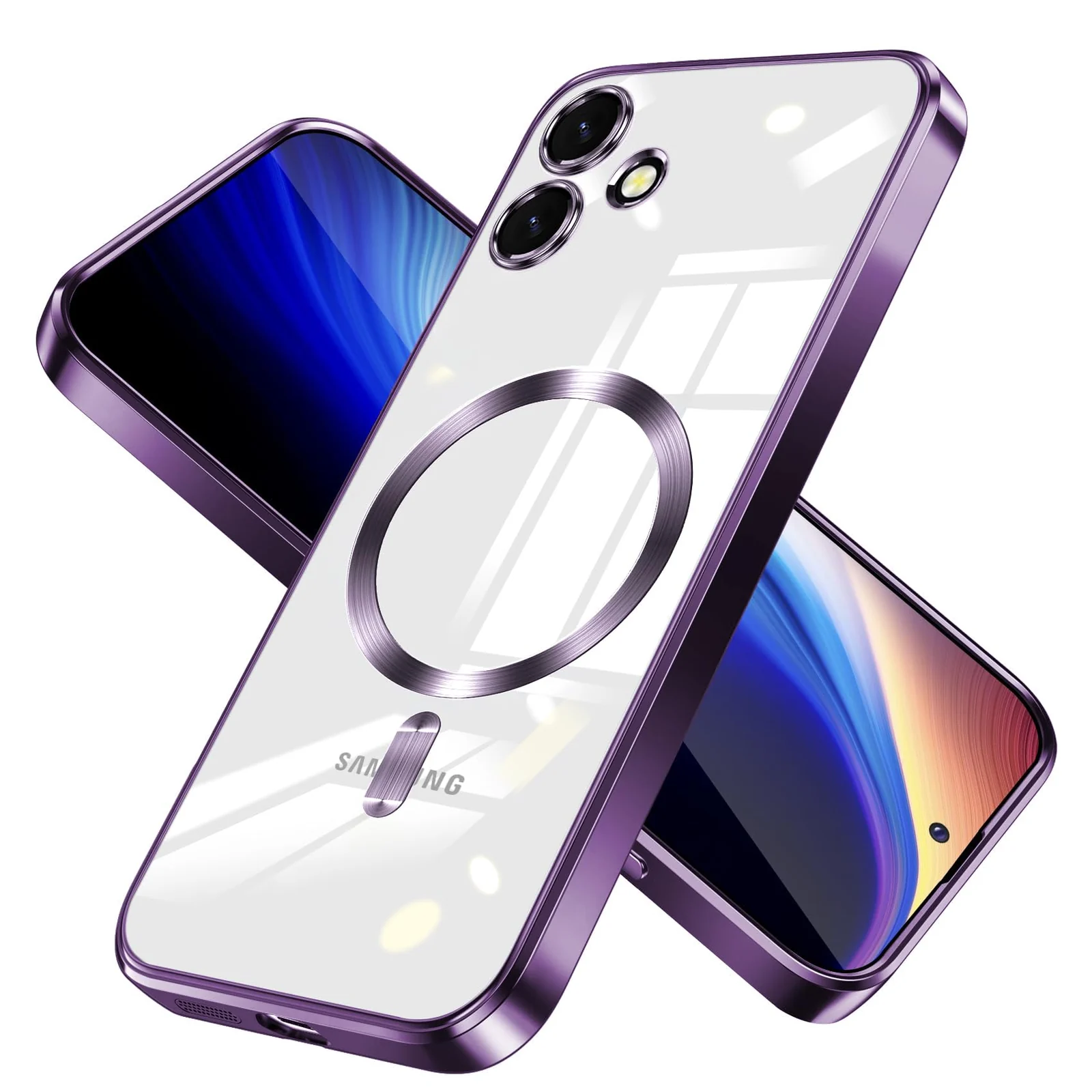DL3 Mobilak Clear MagSafe-Compatible TPU Case and Camera Lens Protector for Samsung Galaxy A06 - Purple