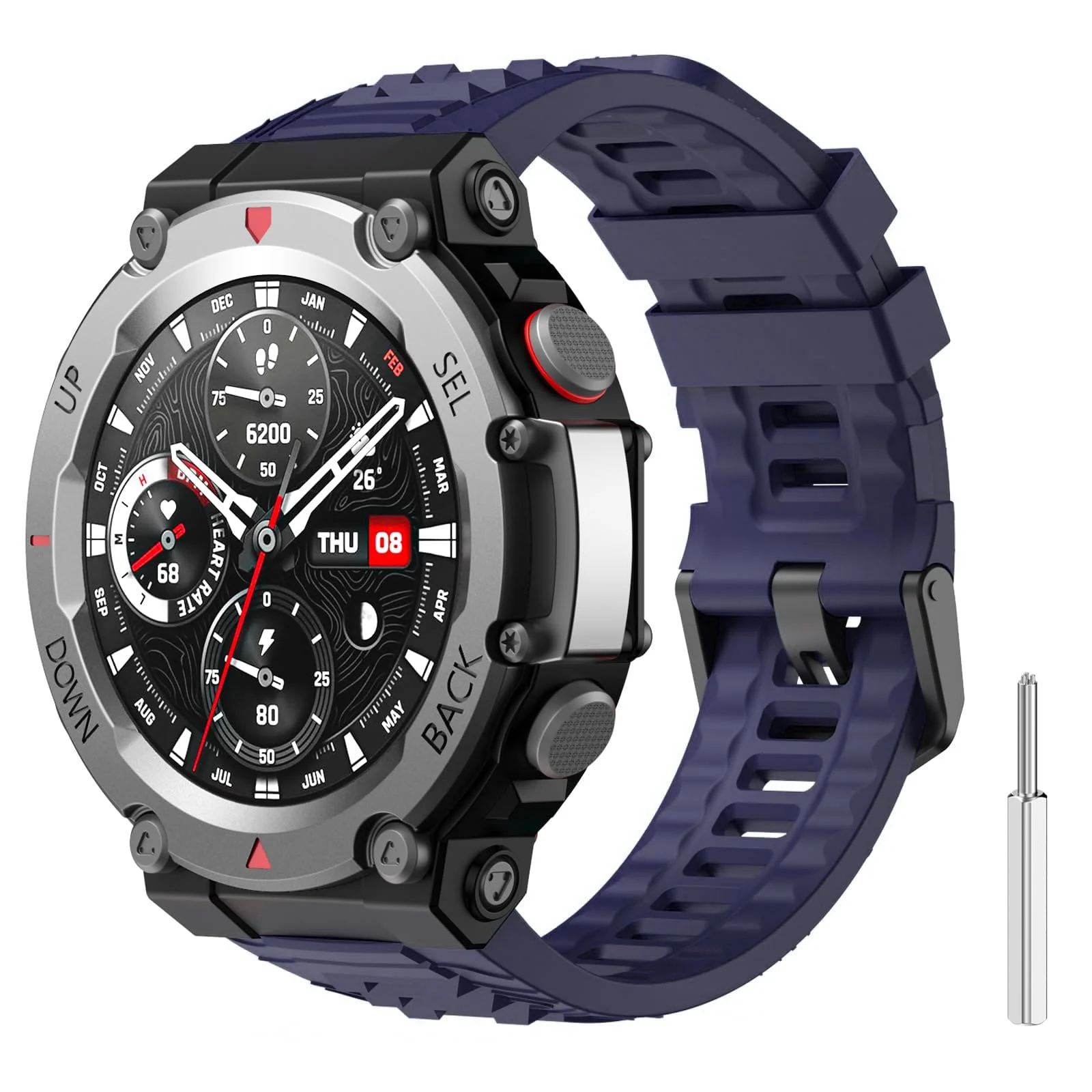 DL3 Mobilak Strap Compatible with Amazfit T-Rex 3, Men Women Sport Waterproof Soft Breathable Silicone Watch Bands Compatible with Amazfit T-Rex 3 with 1 Install Tool - Blue