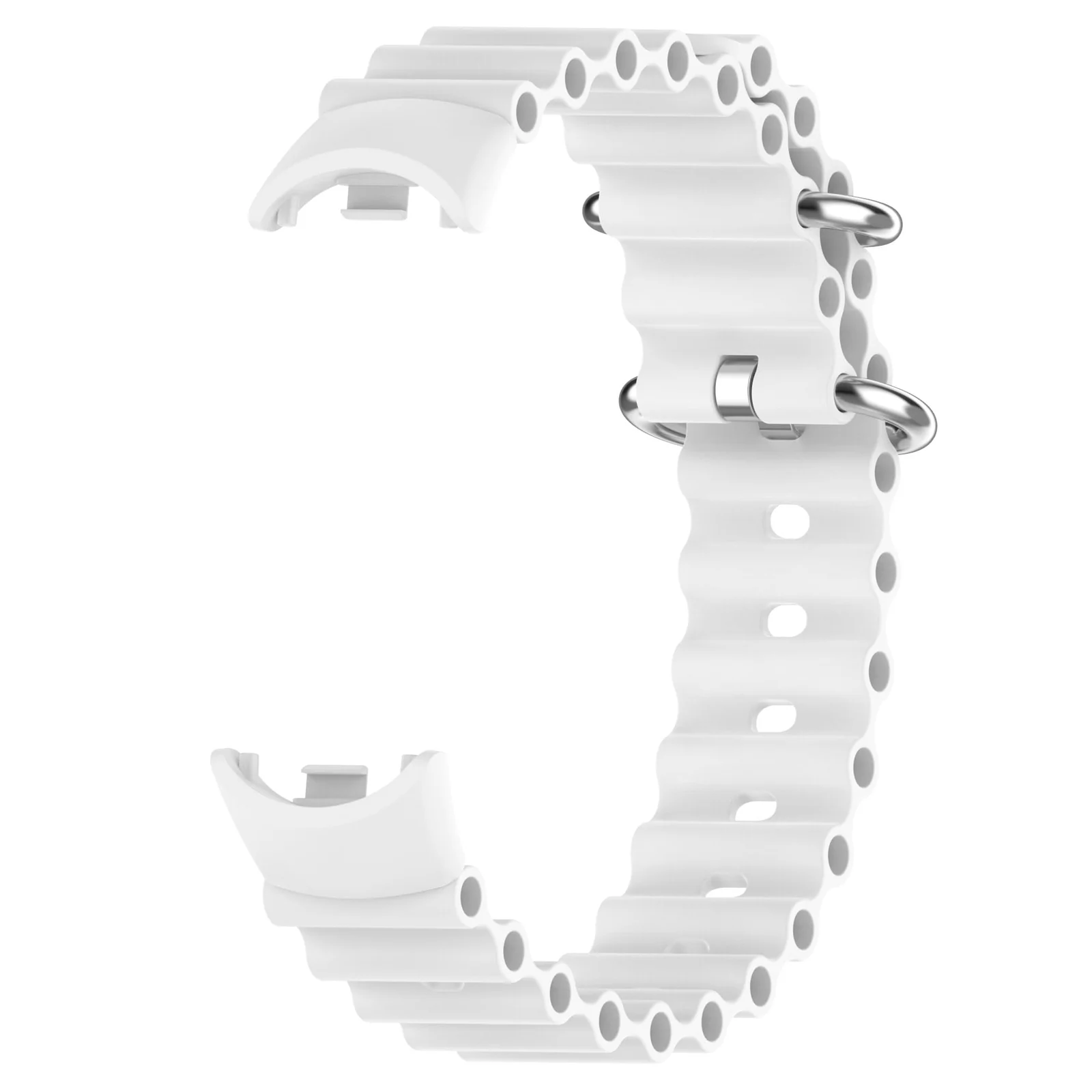 DL3 Mobilak Ocean Band for Xiaomi Band 8 Mi Band 8, Adjustable Silicone Stretchy Sport Strap Women Men Replacement Wristband - White