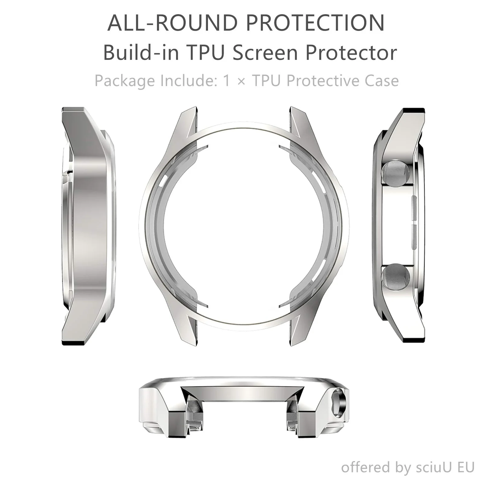DL3 Mobilak Case Compatible with Huawei Watch GT2 46mm Case All-Around Screen Protector Watch Soft TPU Shockproof Cover Slim Guard Thin Bumper Shell Protector - Silver