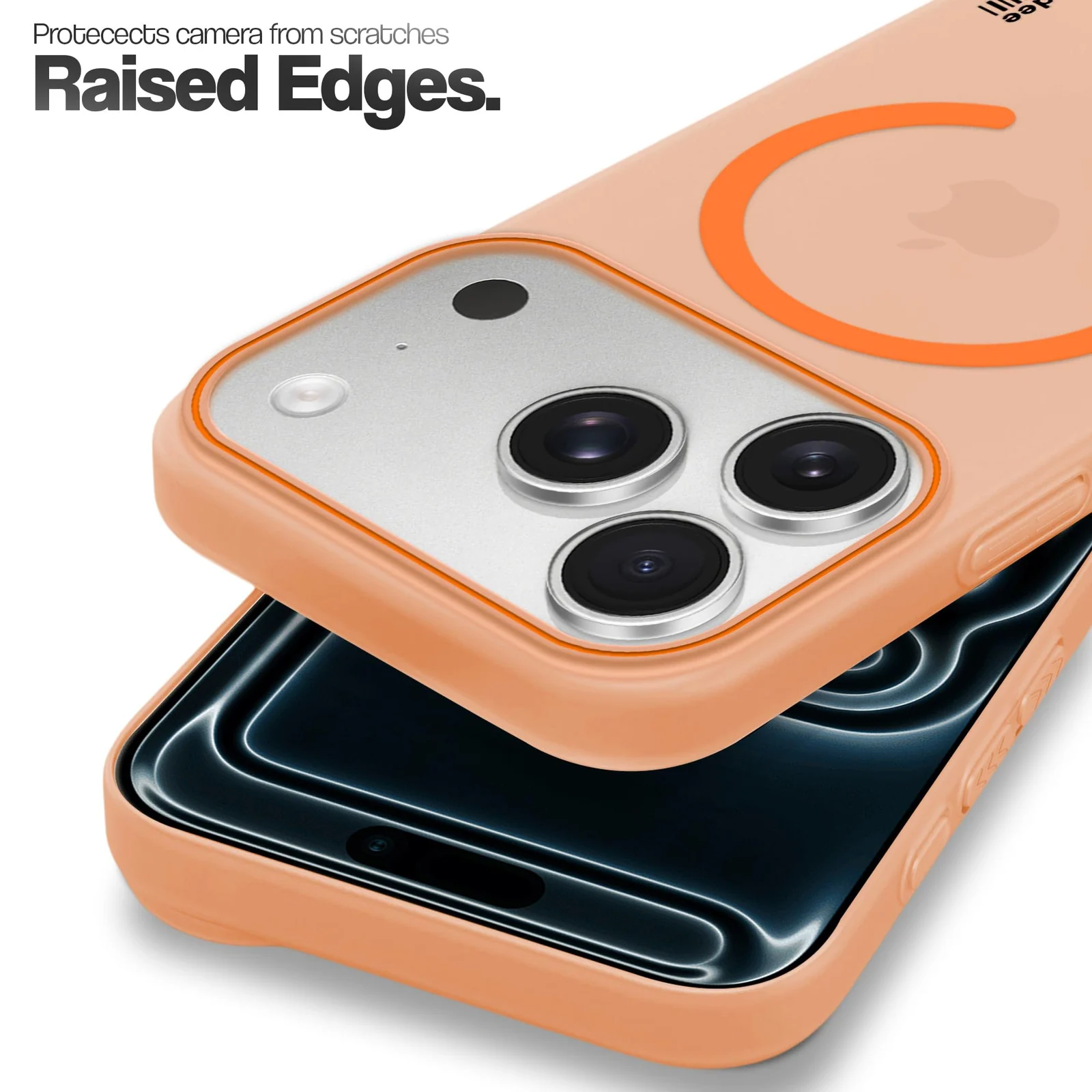 DL3 Mobilak Case Back Cover for iPhone 17 Pro Max, Sleek Frosted Translucent Back Only Compatible with Wireless Magnetic Accessories | Anti-Scratch Shockproof Phone Case - Orange