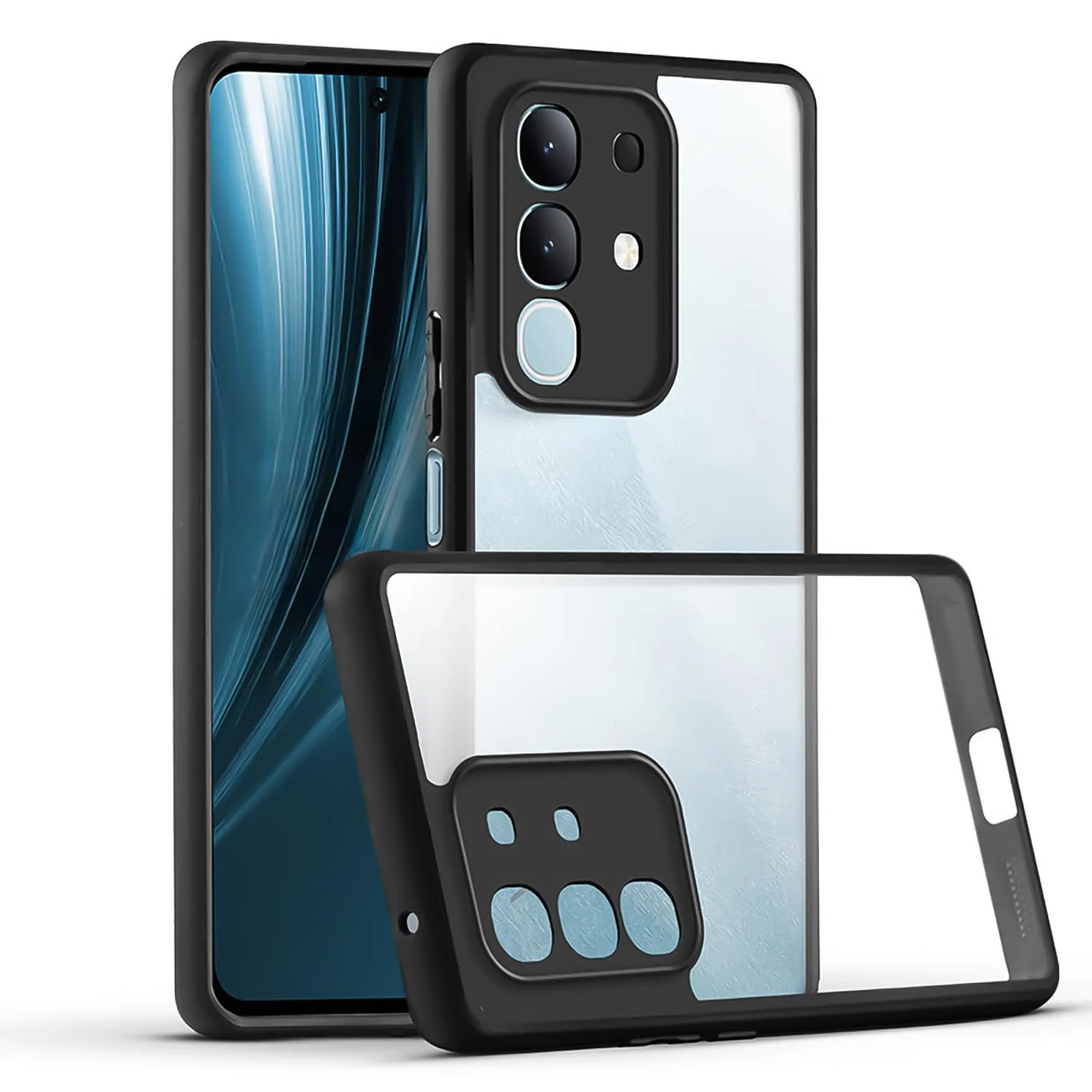 DL3 Mobilak Compatible with Vivo Y29 4G Case Transparent, Military-Grade Shockproof Anti-Yellowing, Slim Protective Phone Case Full Bumper Cover With Camera Protective - Black