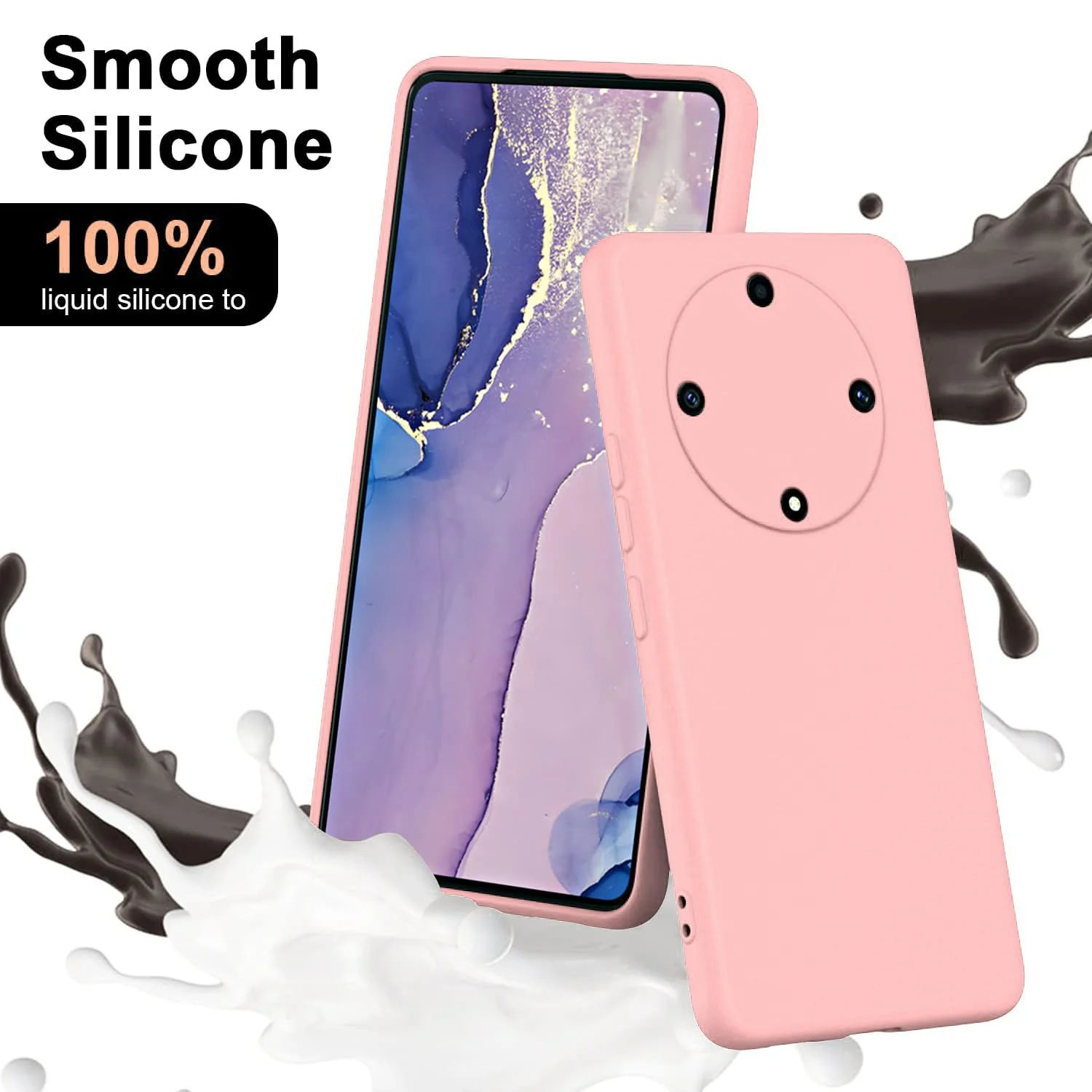 DL3 Mobilak Soft Silicone Protective Case for Honor X9a with Microfiber Lining and Shockproof Design - Pink Sand