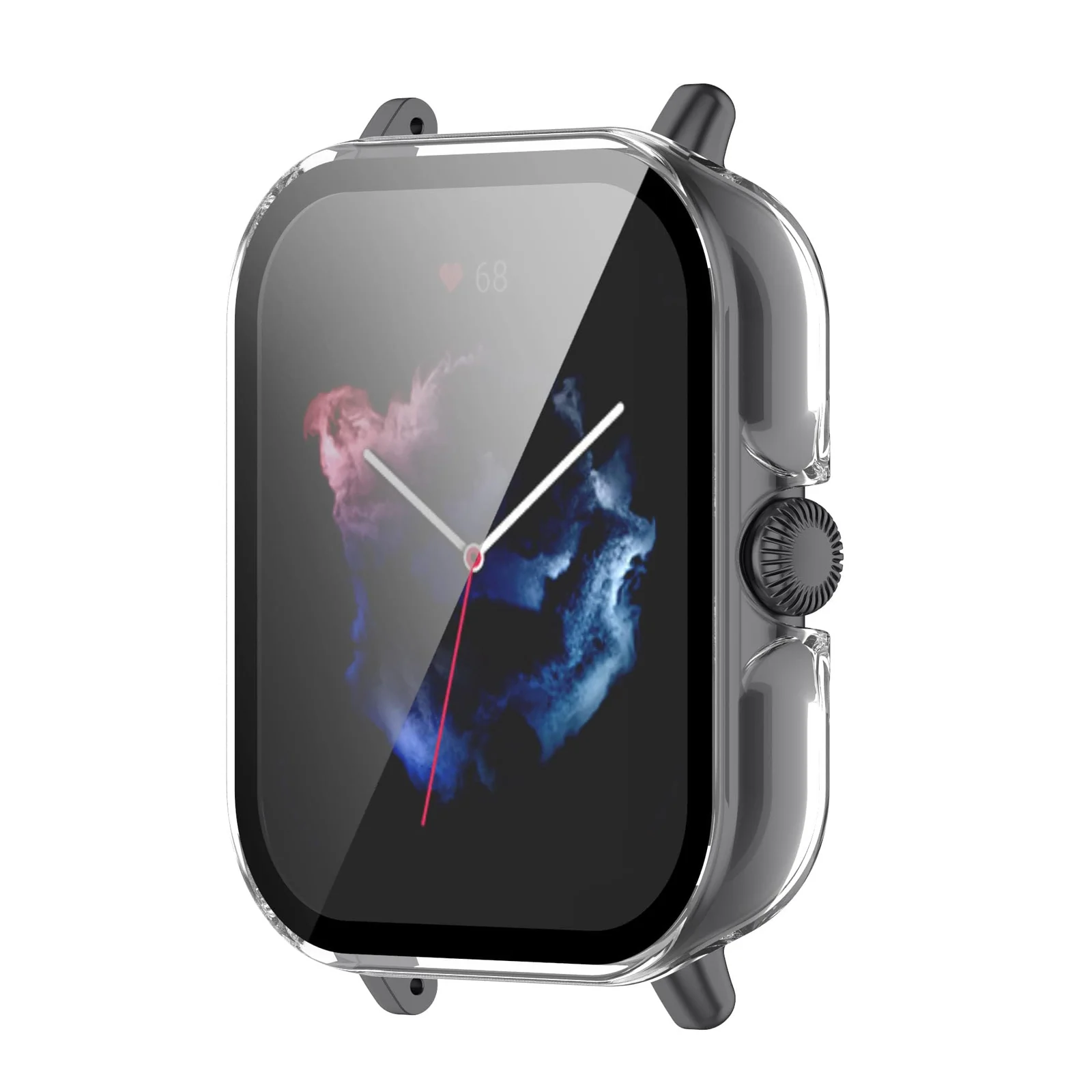 DL3 Mobilak Protective Case For Amazfit GTS 3, 9H Hardness PC Case Bumper Full Slim Protective Cover with Built-in Tempered Glass Screen Protector For Amazfit GTS3 - Clear