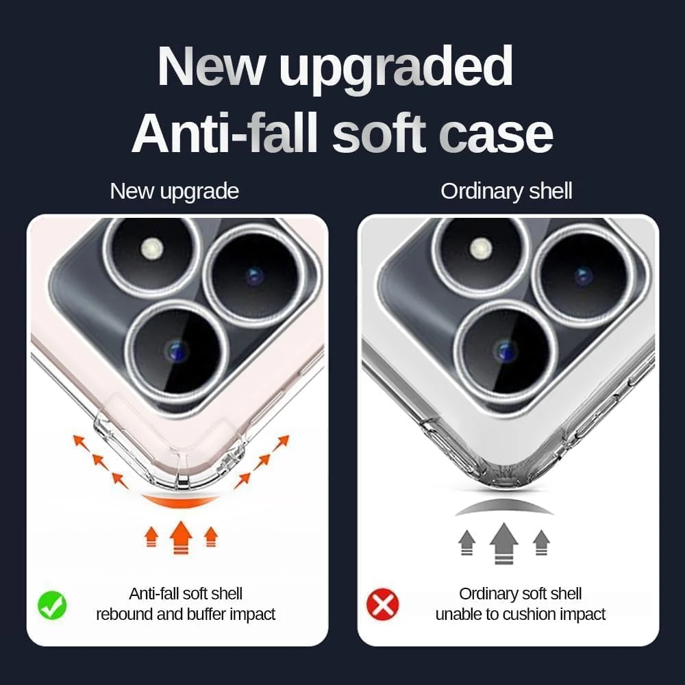 DL3 Mobilak Case Compatible with realme C51 / realme C53, Cover Silicone Transparent TPU Gorilla Anti-shock Protector Camera Shockproof Corners - Clear
