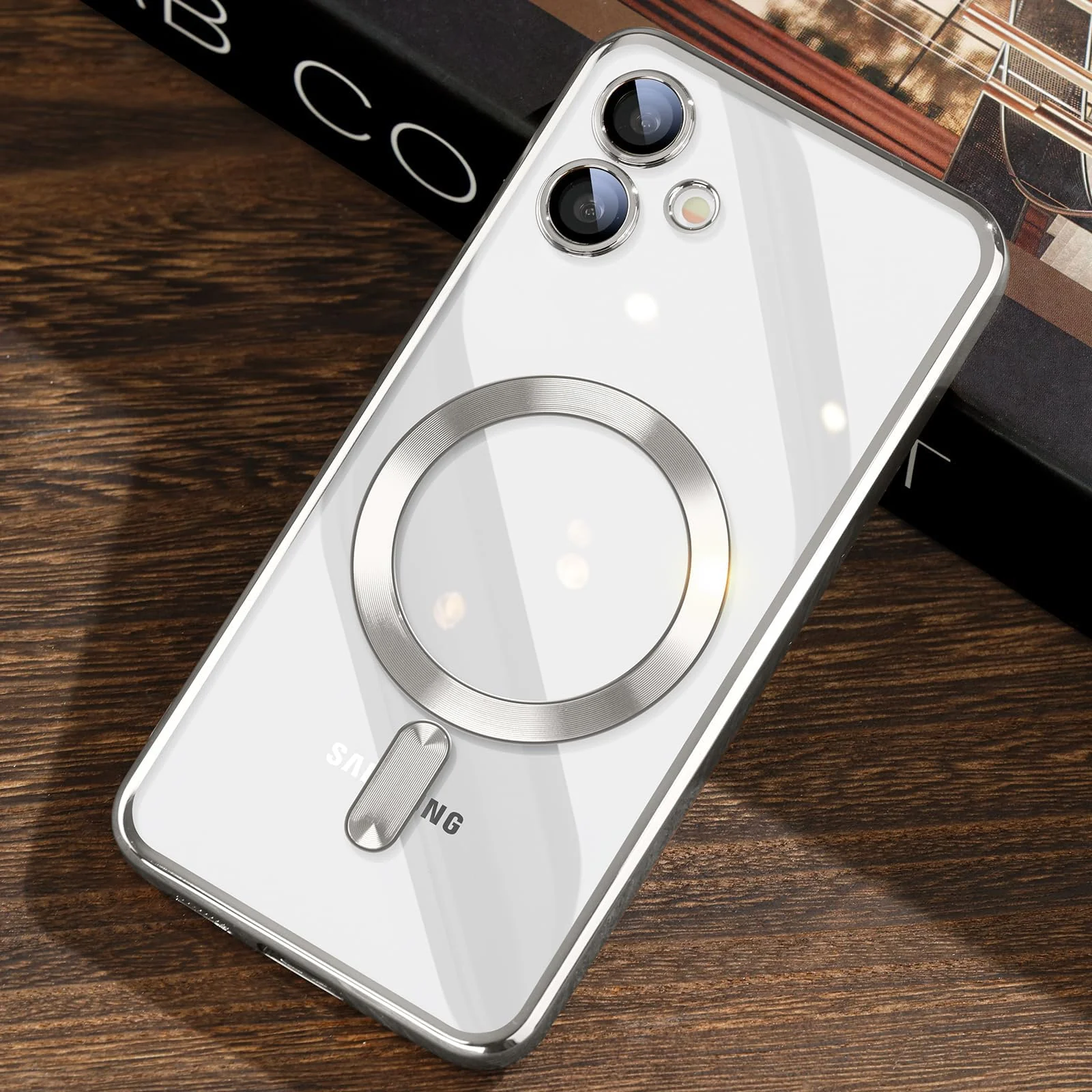 DL3 Mobilak Clear MagSafe-Compatible TPU Case and Camera Lens Protector for Samsung Galaxy A06 - Silver