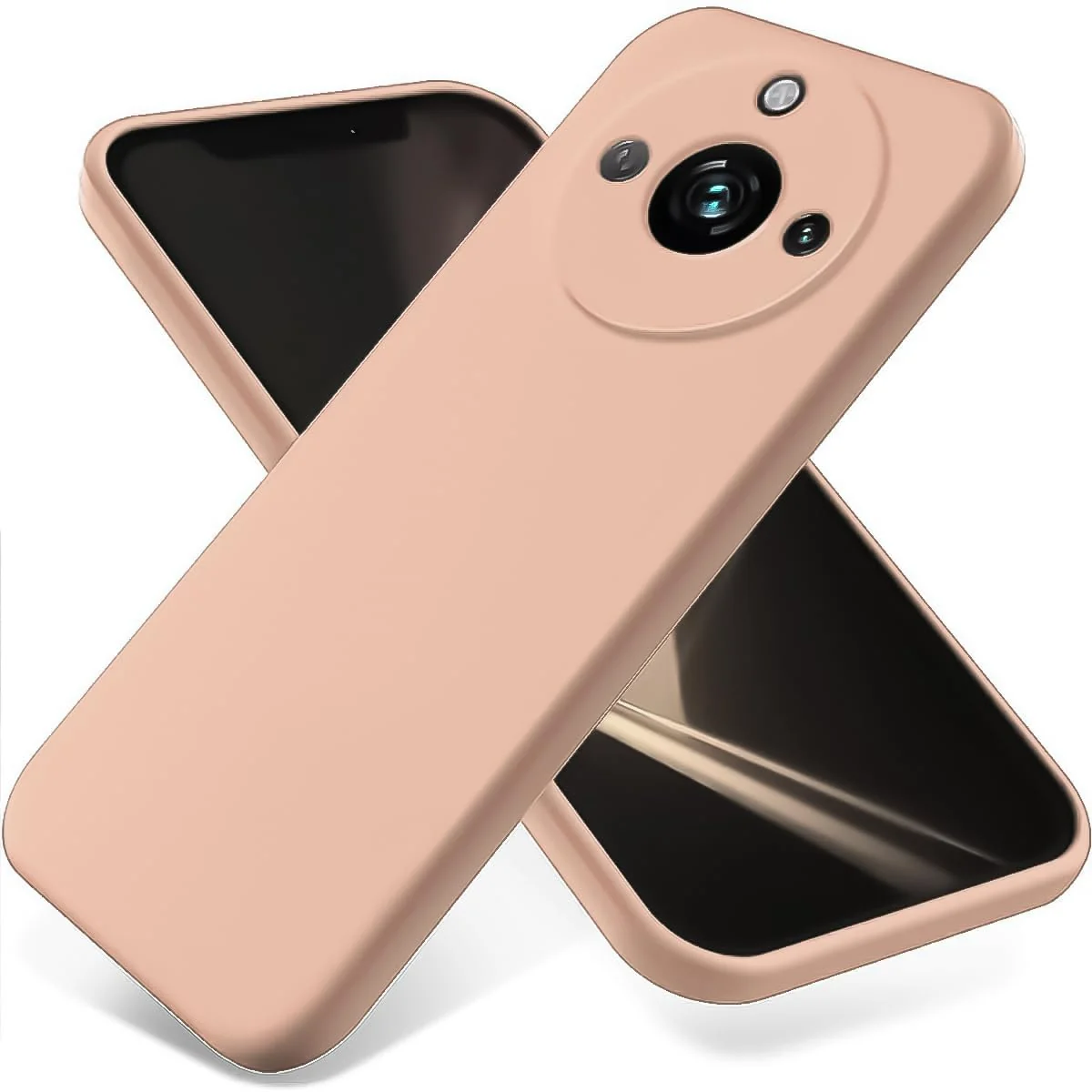DL3 Mobilak Liquid Silicone Protective Case with Soft Microfiber Lining with Full Camera Protection for realme 11 Pro & realme 11 Pro+ Plus 5G - Light Orange