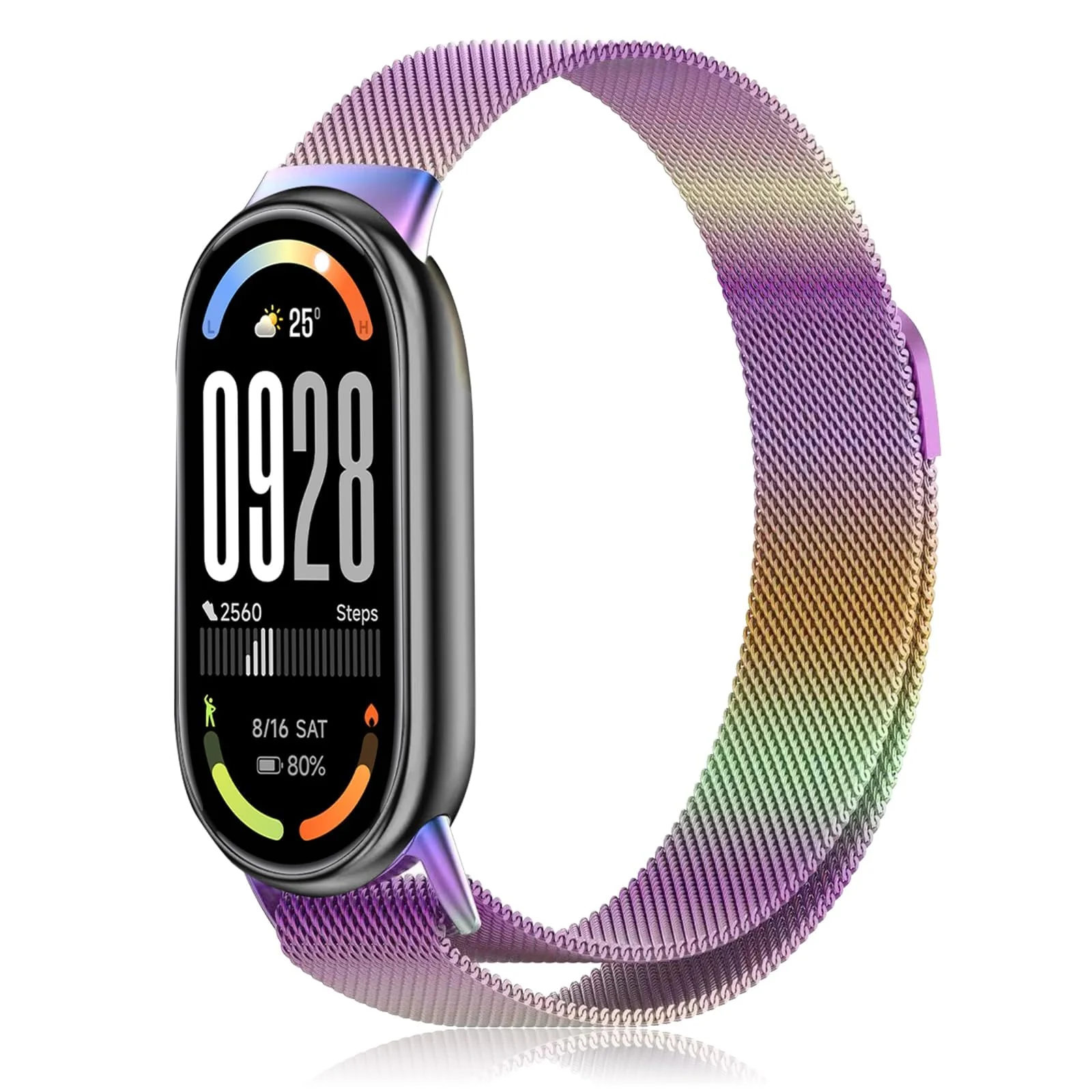 DL3 Mobilak Bracelet Compatible with Xiaomi Mi Band 10/9/8, Stainless Steel Replacement Straps, Mesh Metal Watch Strap, Magnetic Adjustable Replacement Strap For Xiaomi Smart Band 8/9/10 (Colourful)