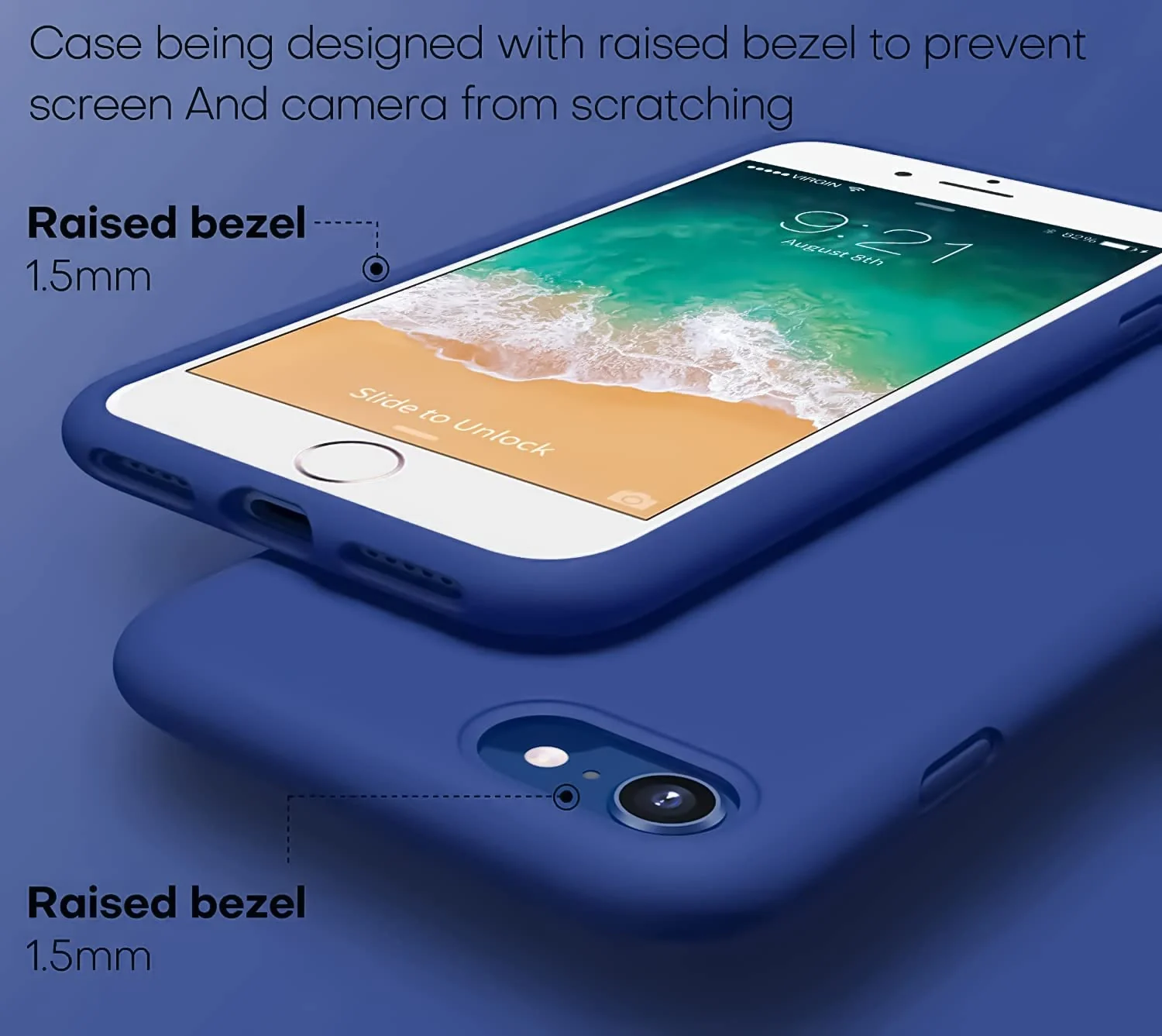 DL3 Mobilak Liquid Silicone Protective Case with Soft Microfiber Lining for iPhone SE 2022, SE 2020, iPhone 7, iPhone 8 - Royal Blue