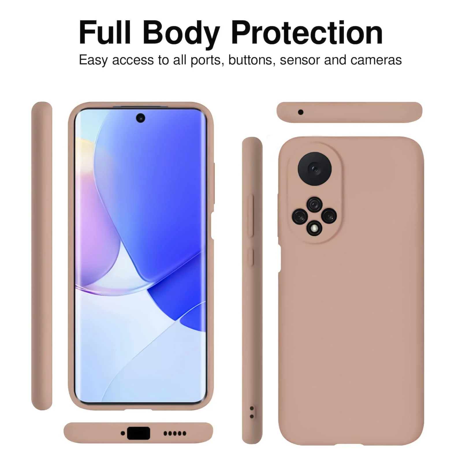 DL3 Mobilak Honor 50 / Huawei Nova 9 Case, Soft Flexible Silicone Gel Rubber Bumper Cover, Slim Fit Full Body Shockproof Protective Phone Case - Light Orange