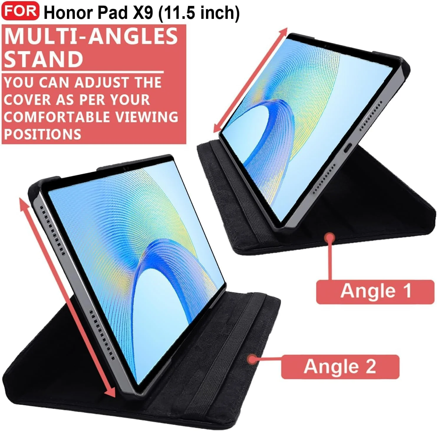 DL3 Mobilak Protective Cover for Honor Pad X9 Case 11.5 inch 2023, 360° Rotatable Smart Stand, Leather Folio Flip Cover with Multi-Angle Viewing, Auto Wake Sleep - Blue