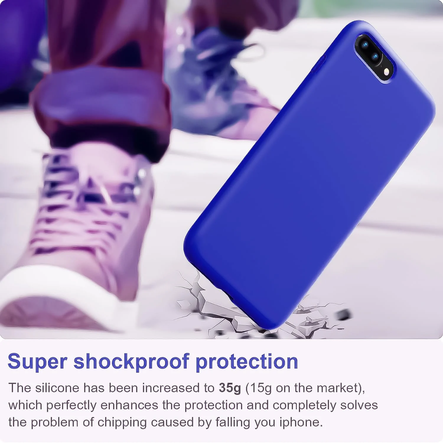 DL3 Mobilak Liquid Silicone Protective Case for iPhone 7 Plus / iPhone 8 Plus with Camera Protection and Microfiber Lining - Pepsi