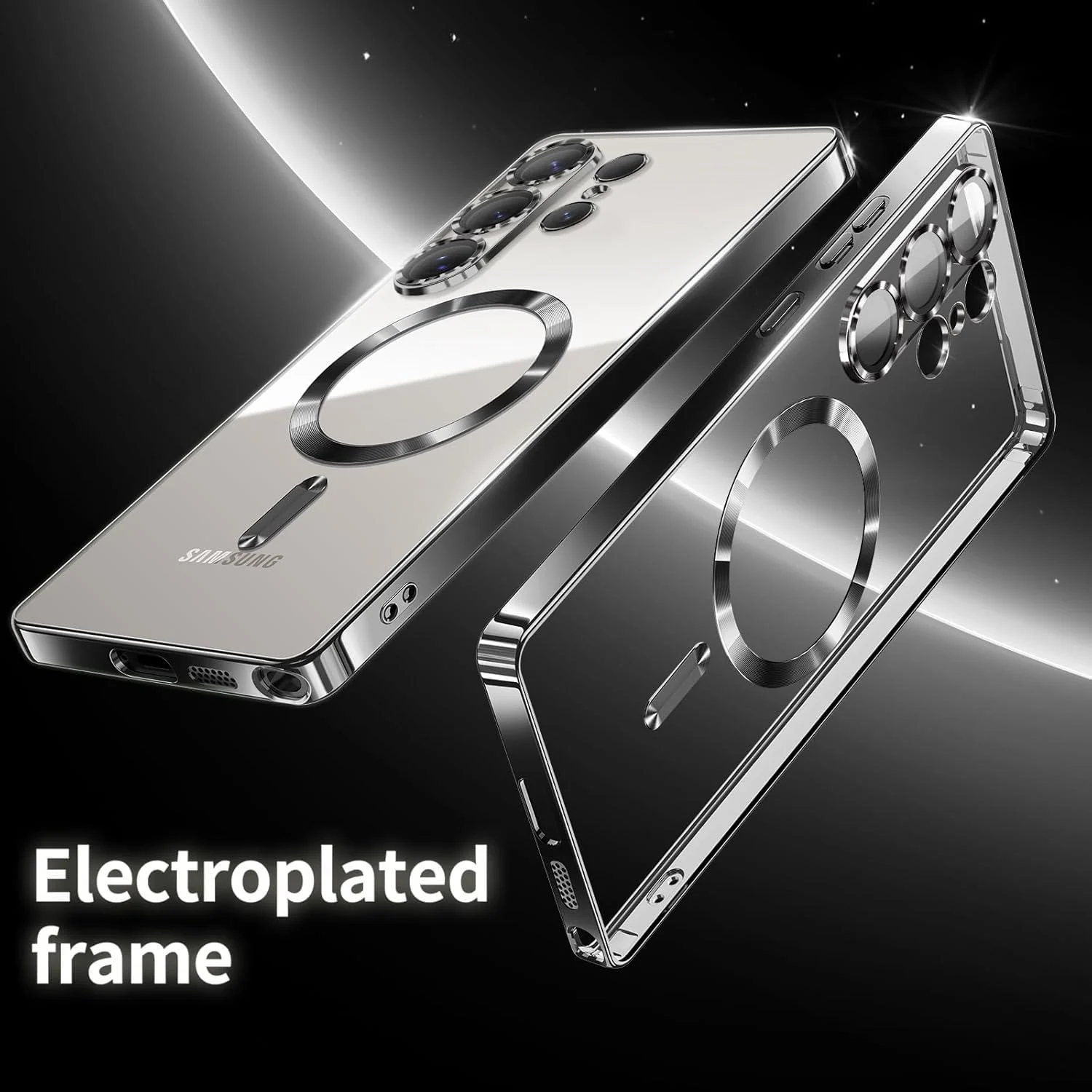 DL3 Mobilak Clear MagSafe-Compatible TPU Case and Camera Lens Protector for Samsung Galaxy S25 Ultra - Black