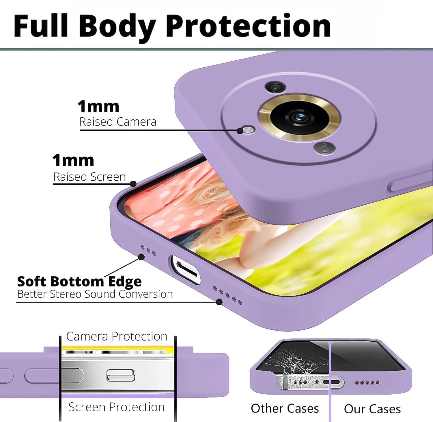 DL3 Mobilak Liquid Silicone Protective Case for realme 11 Pro / realme 11 Pro+ Plus 5G with Microfiber Lining and Shockproof Design - Light Purple