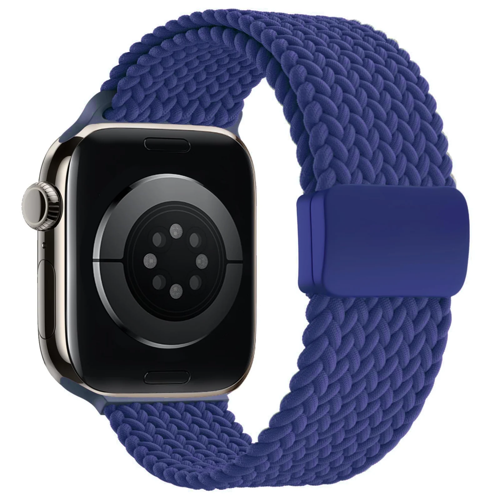 DL3 Mobilak Sport Solo Loop Compatible with Apple Watch Band 42mm 44mm 45mm 46mm 49mm for Women Men, Magnetic Strap Stretchy Braided Wristband for iWatch Series 11 10 9 8 7 6 5 4 3 Ultra 3 2 1 SE SE2 - A.Blue