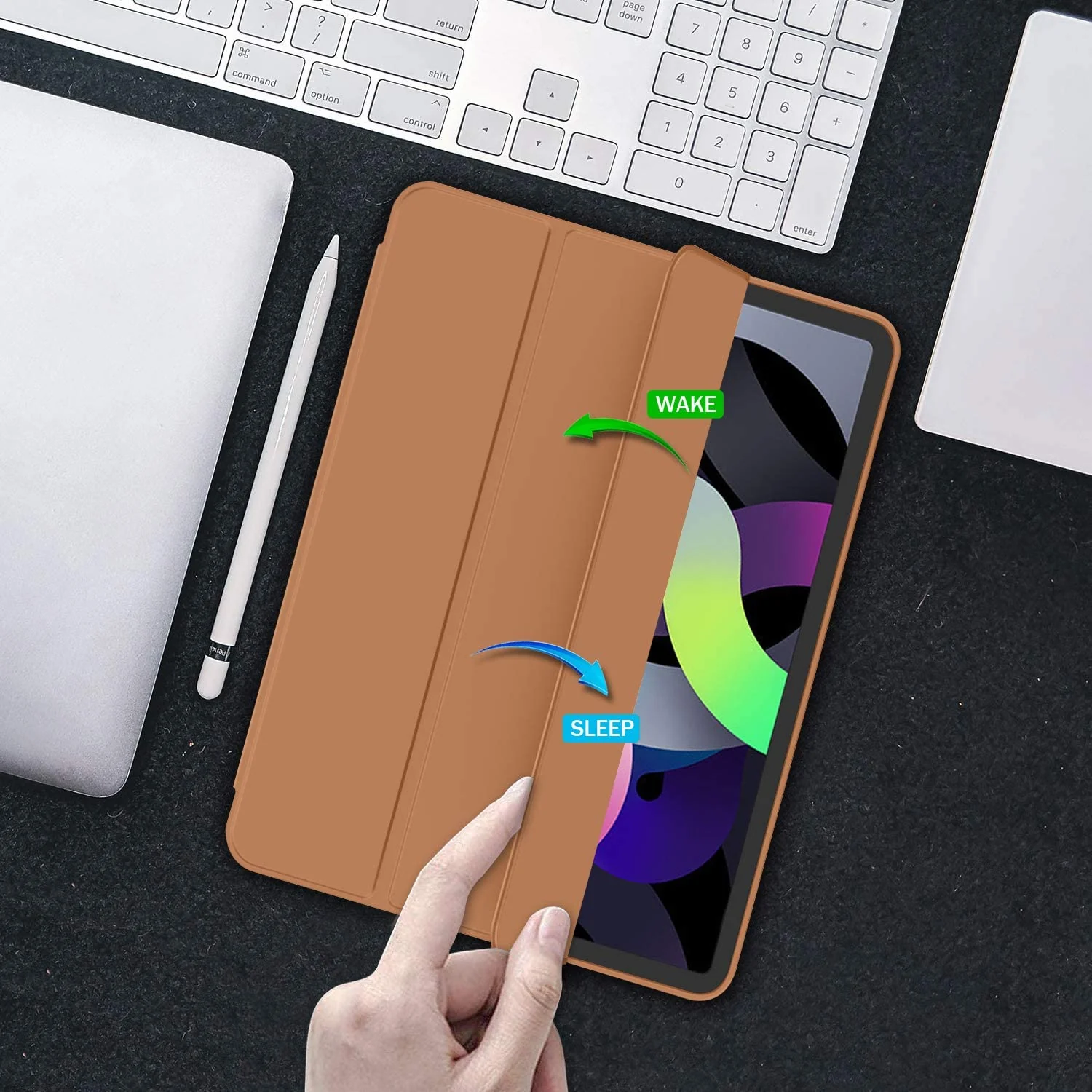 DL3 Mobilak Smart Case for Samsung Galaxy Tab S8 Plus 2022/S7 FE/S7 Plus 12.4 with Pencil Holder, Soft TPU Smart Stand Back Cover Auto Wake/Sleep Feature - Brown
